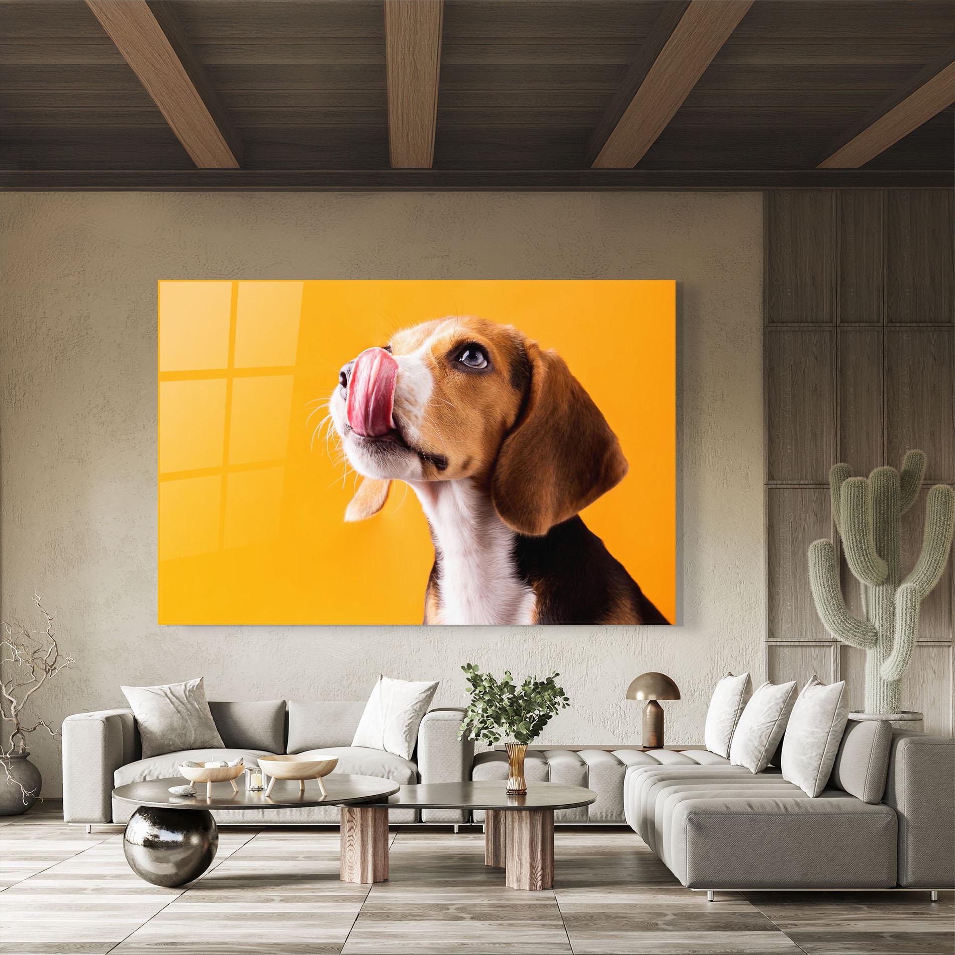 Tablou Sticla Cute Beagle Puppy mockup 8