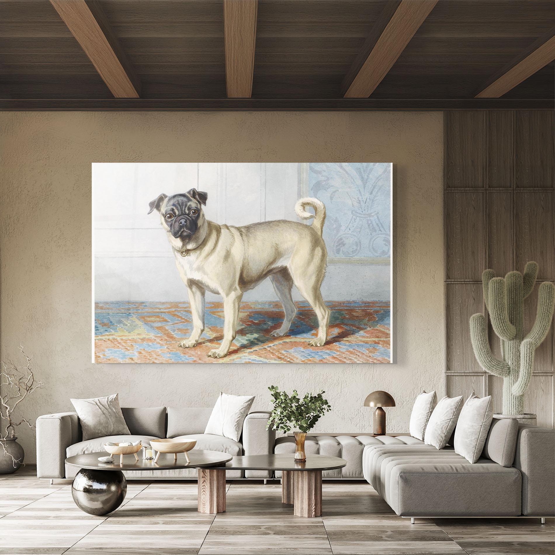 Tablou Sticla Cute Cream Dog mockup 8