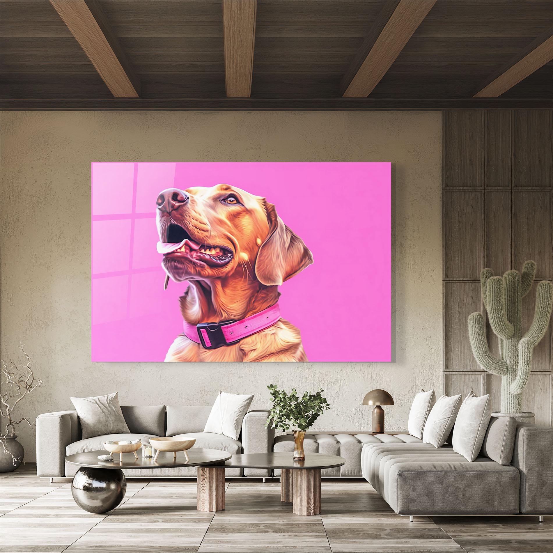 Tablou Sticla Cute Retriever Dog mockup 8
