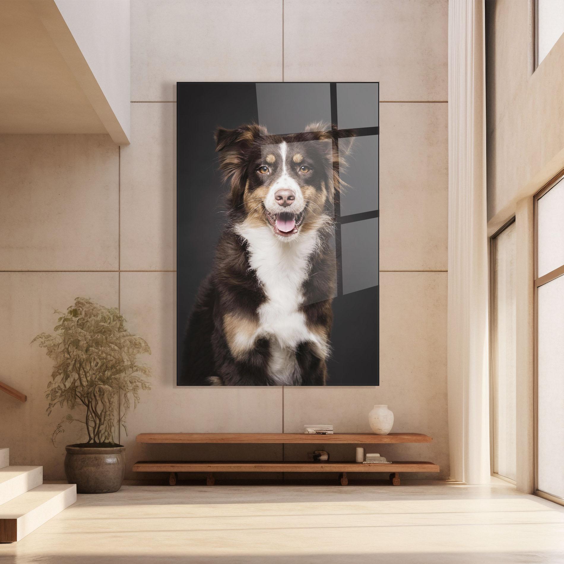 Tablou Sticla Cute Dog Sitting mockup 8
