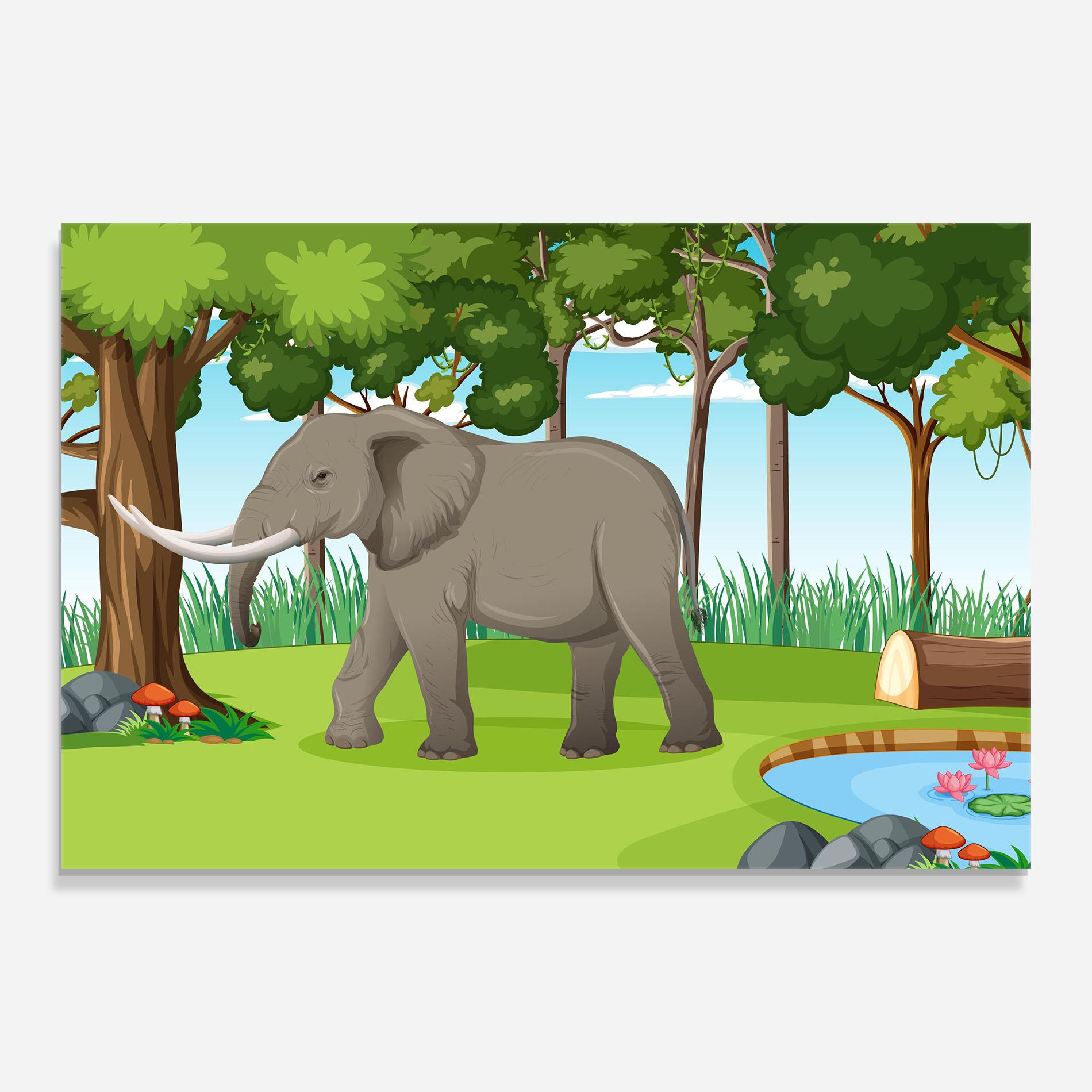 Tablou Sticla Animated Elephant mockup 0