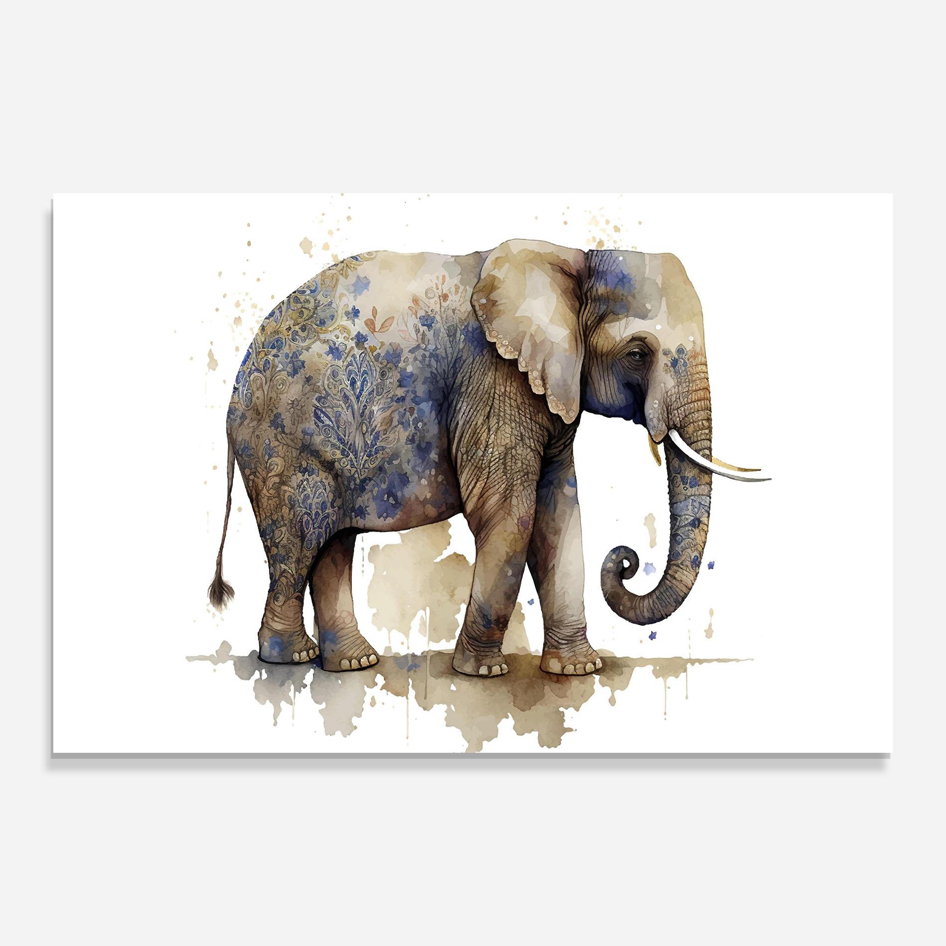 Tablou Sticla Blue Grey Elephant mockup 0