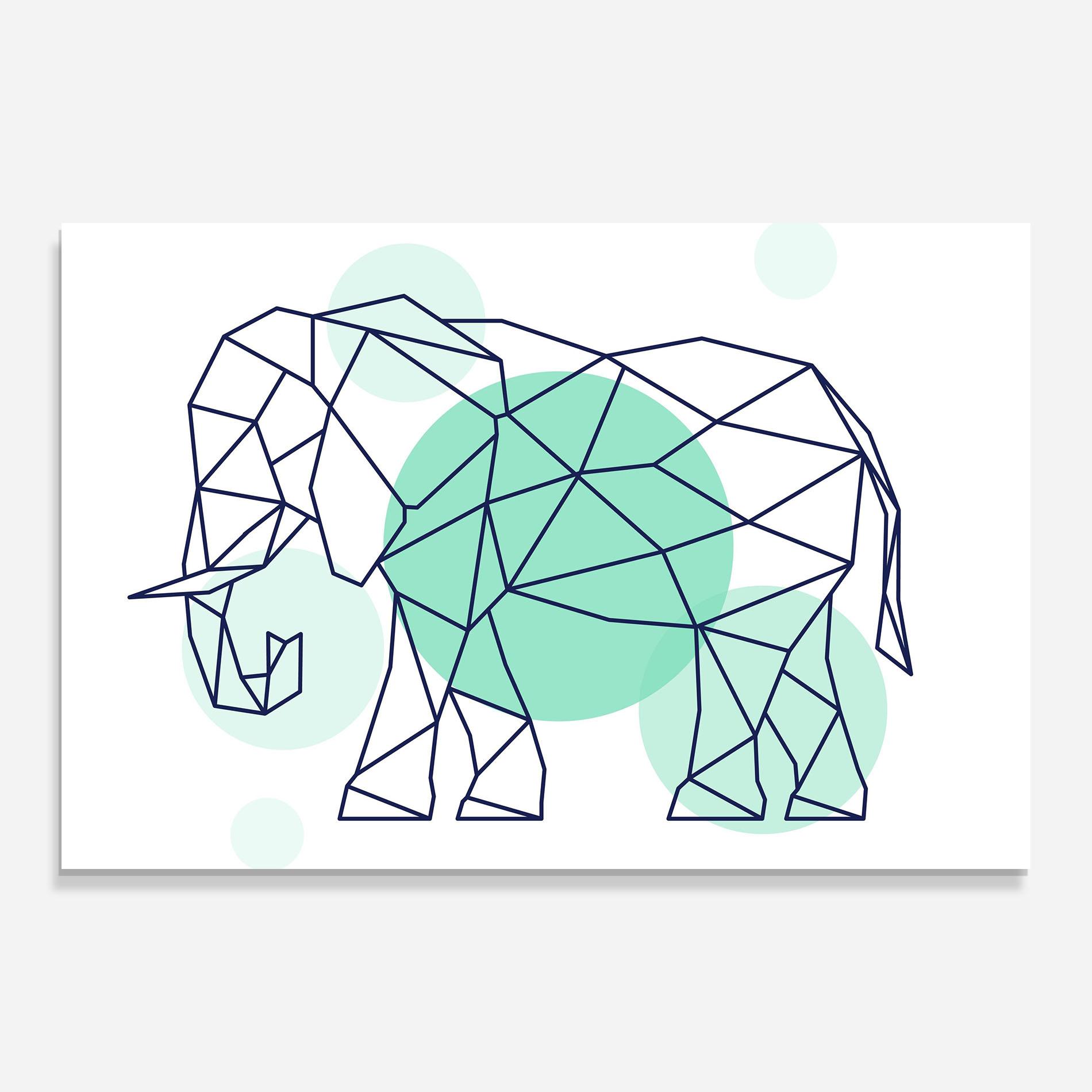 Tablou Sticla Elephant Geometric mockup 0