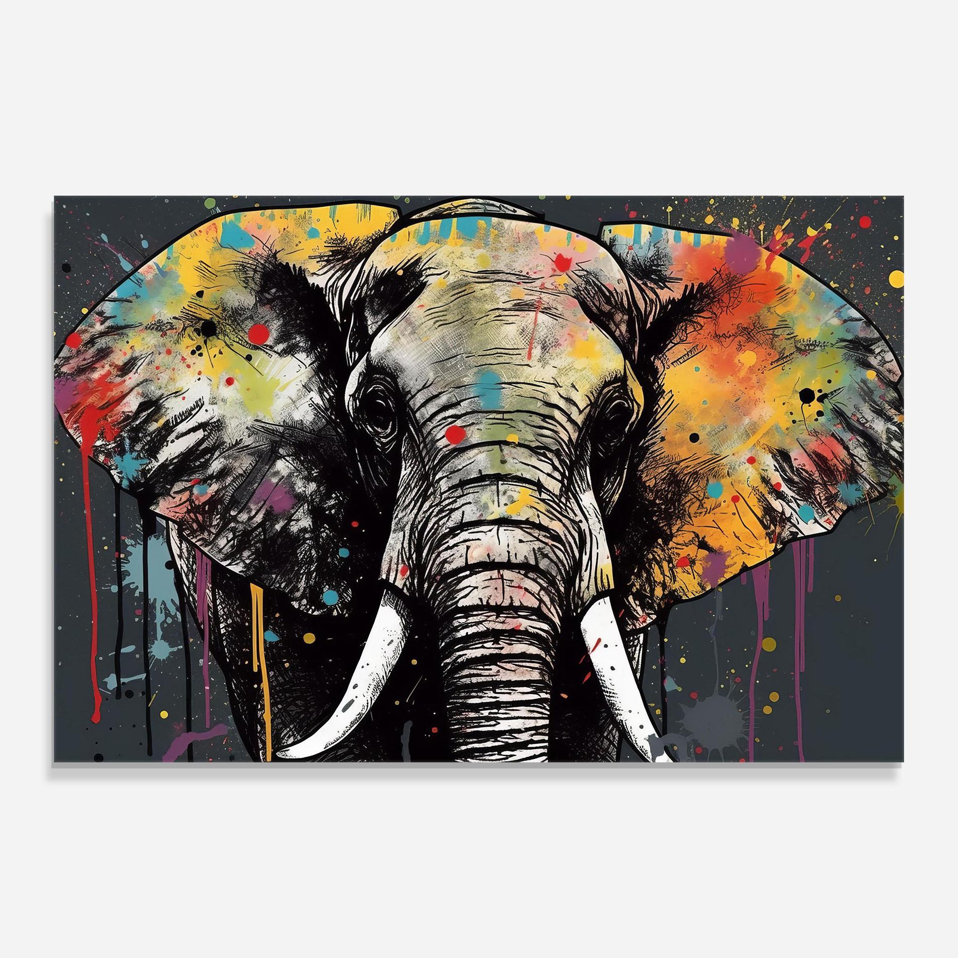 Tablou Sticla Elephant Portrait Art mockup 0