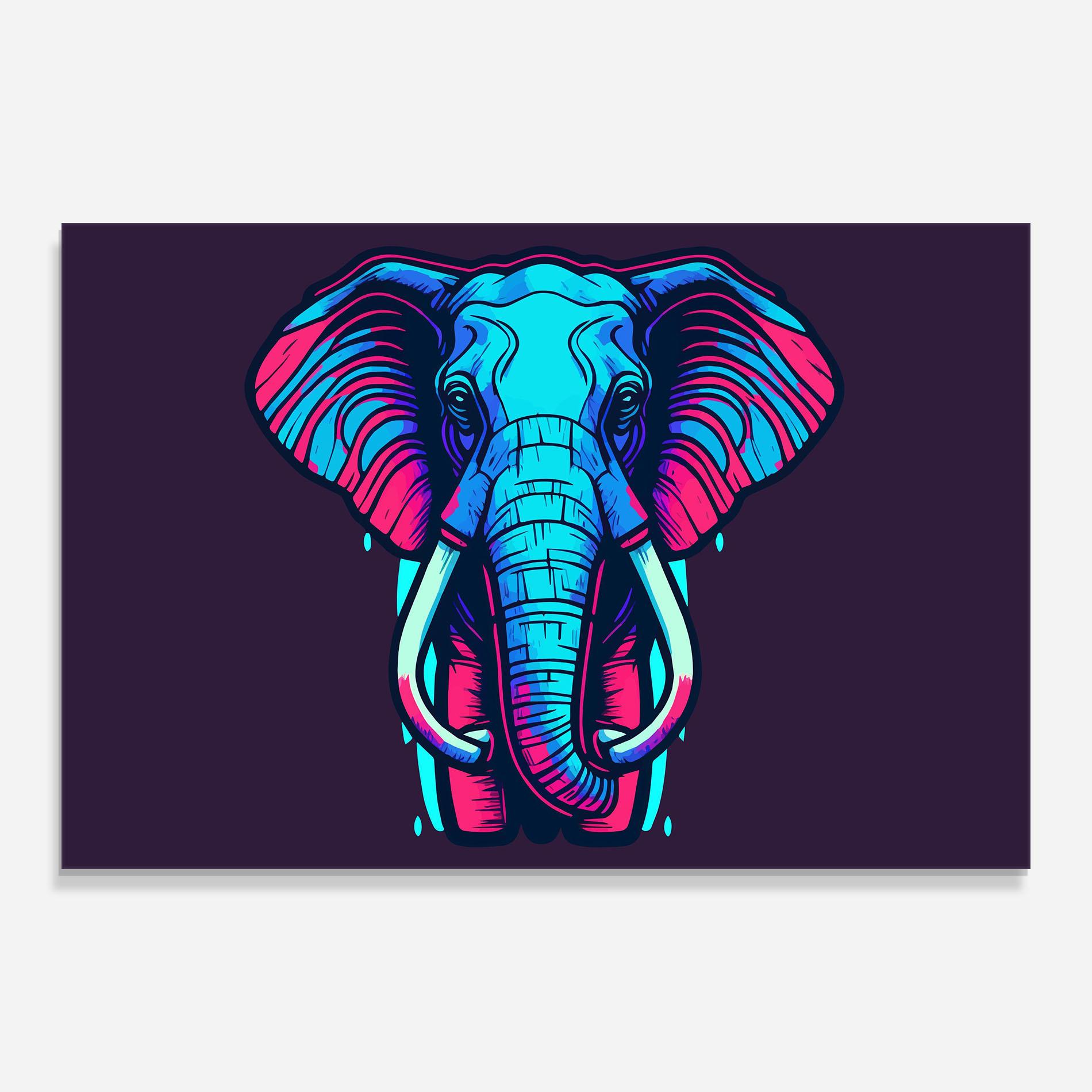 Tablou Sticla Pink Blue Elephant mockup 0