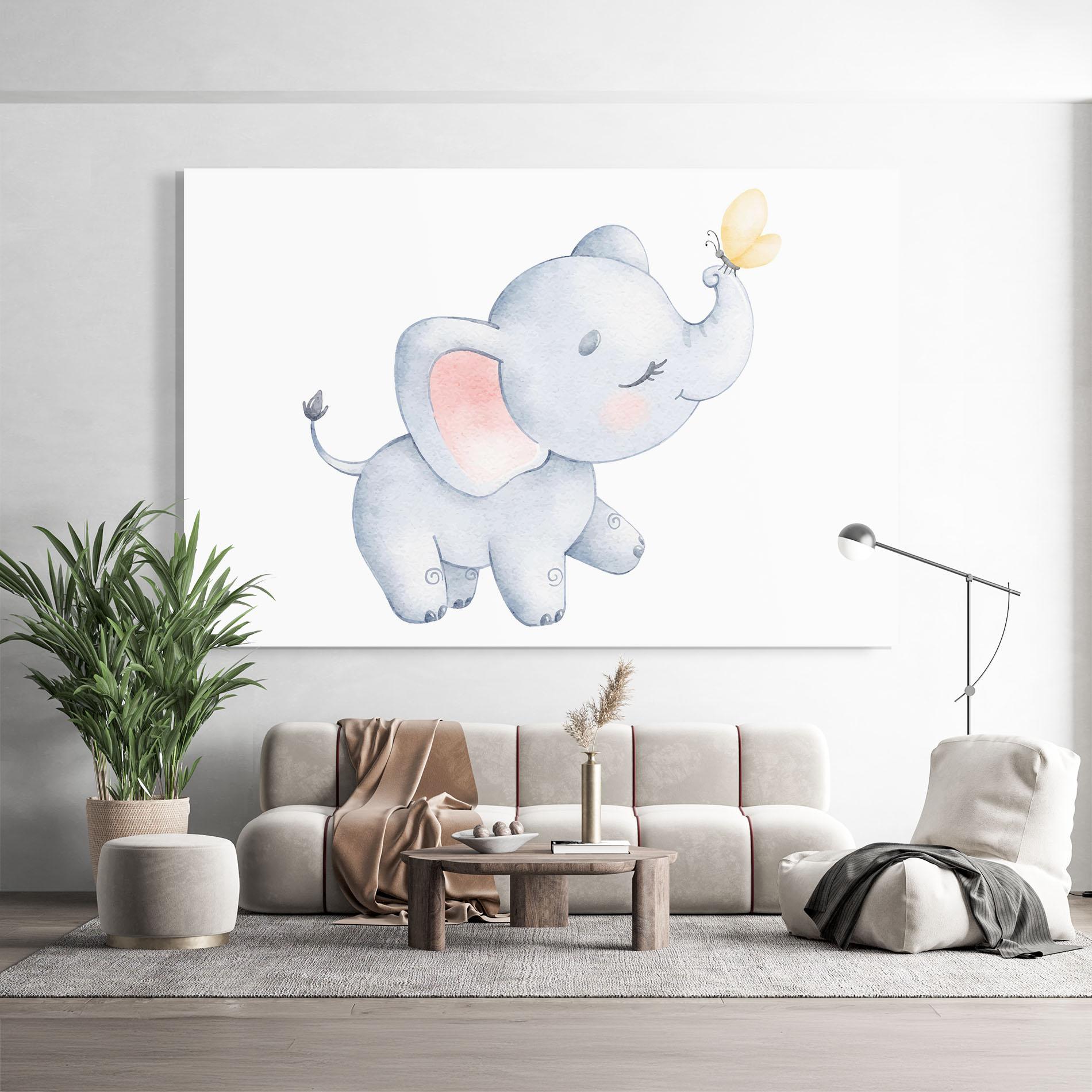 Tablou Sticla Elephant Butterfly mockup 9