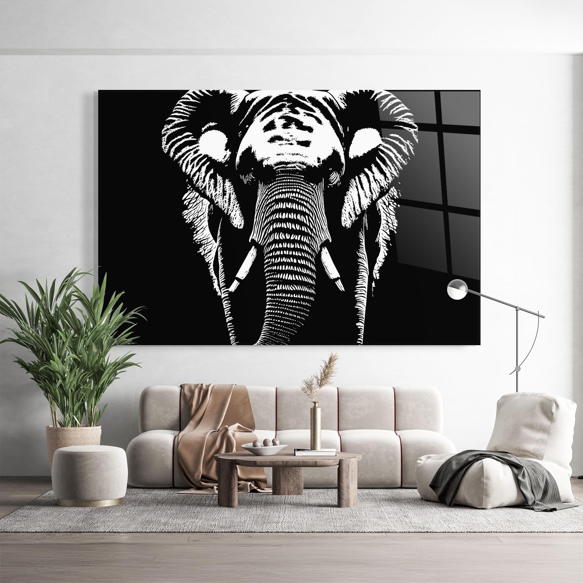 Tablou Sticla Elephant Drawing mockup 9