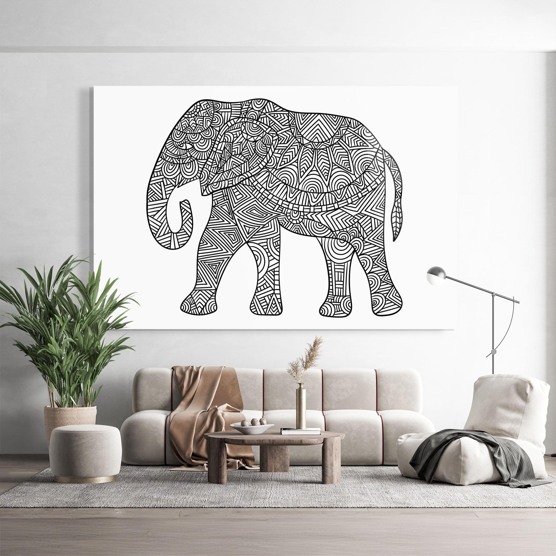 Tablou Sticla Elephant Mandala mockup 9