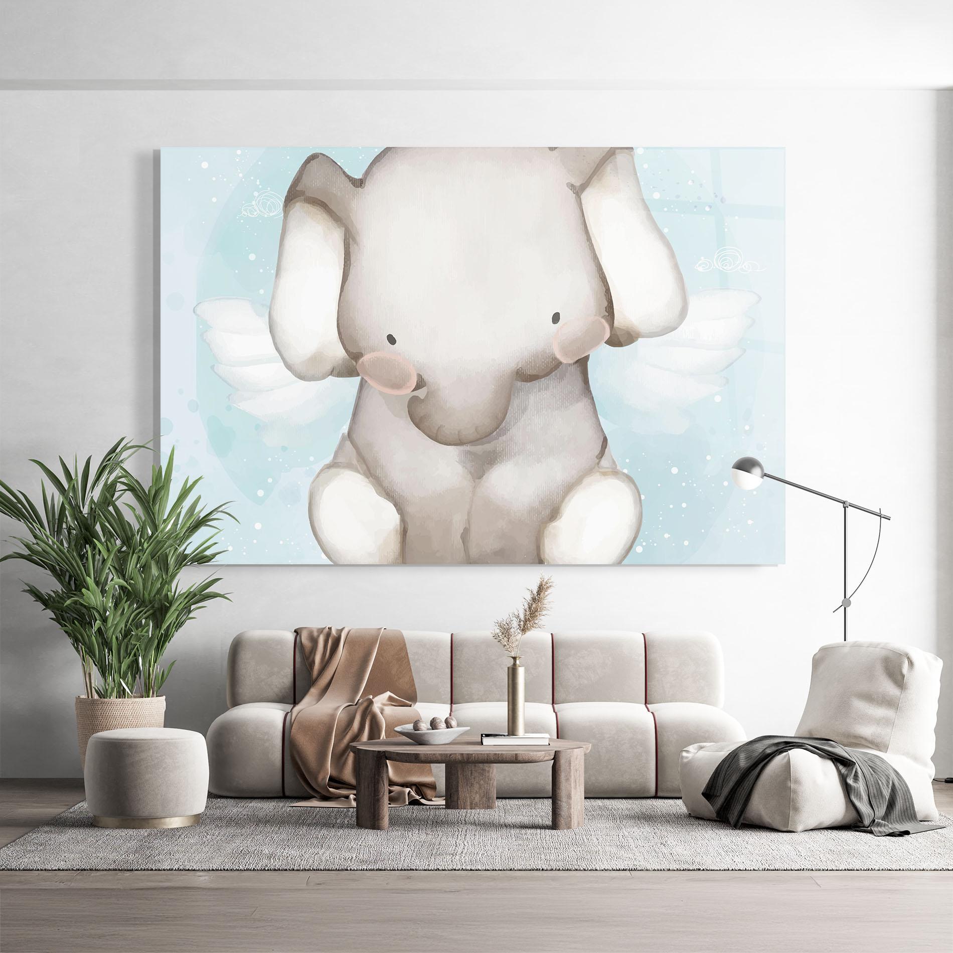Tablou Sticla Elephant On Blue mockup 9
