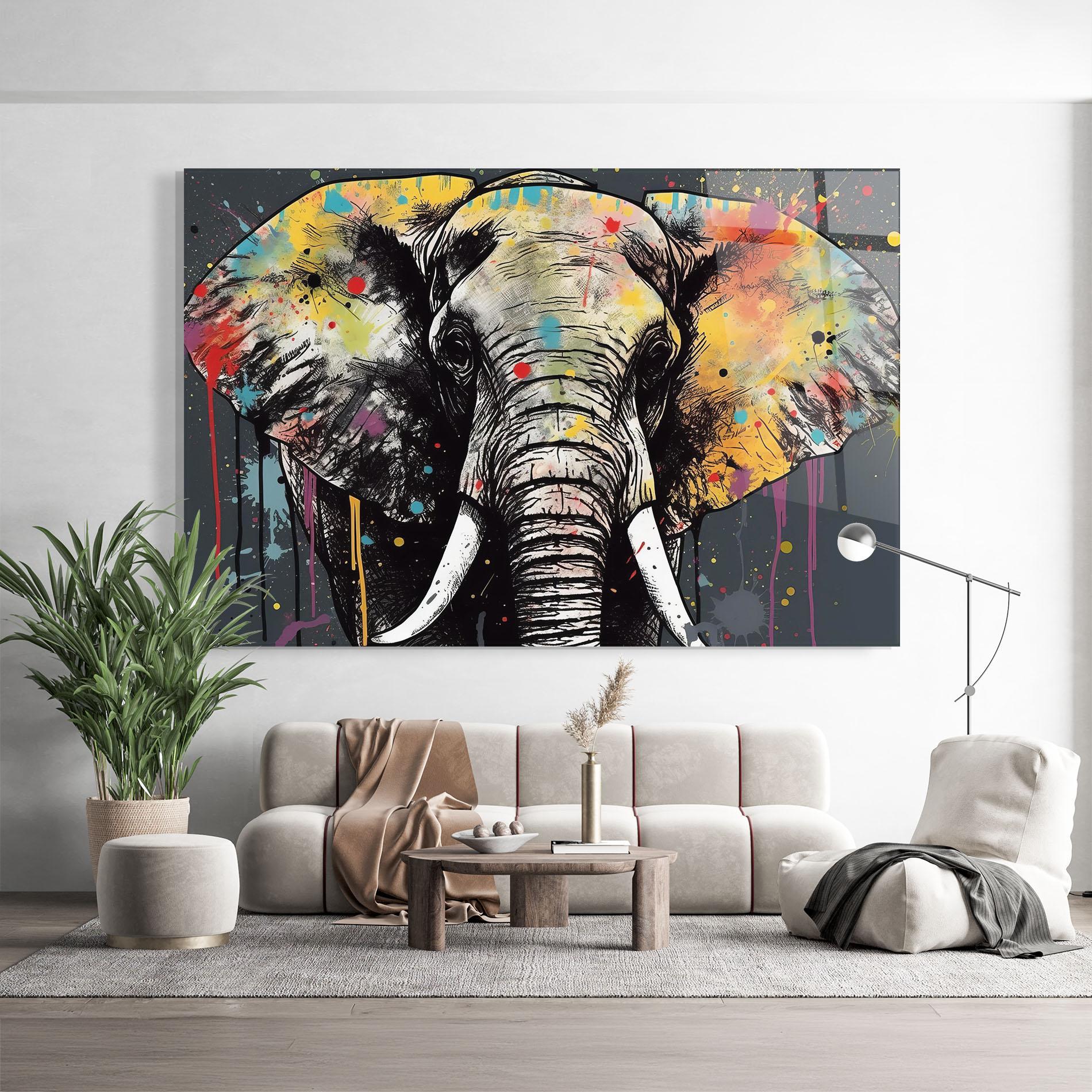 Tablou Sticla Elephant Portrait Art mockup 9