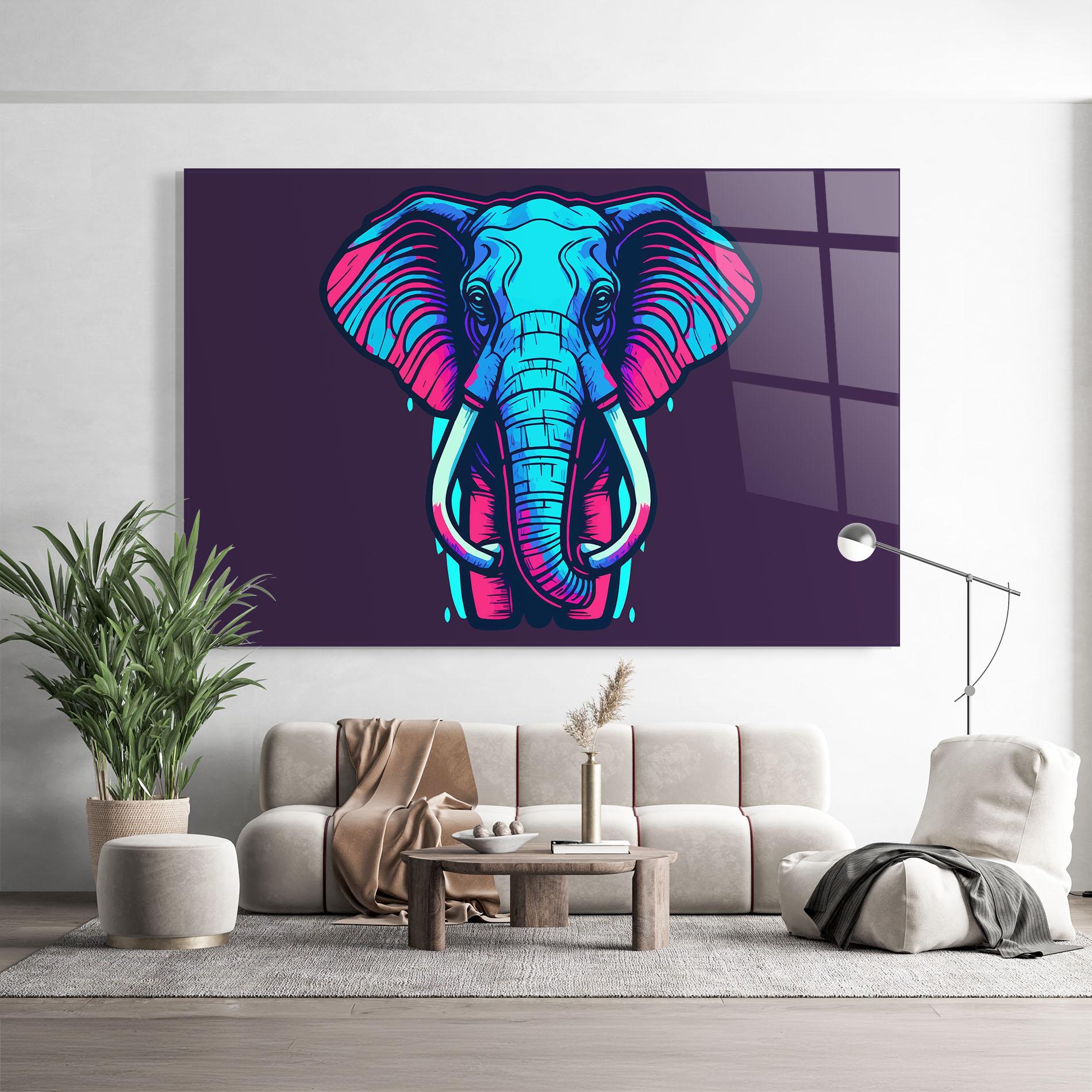 Tablou Sticla Pink Blue Elephant mockup 9