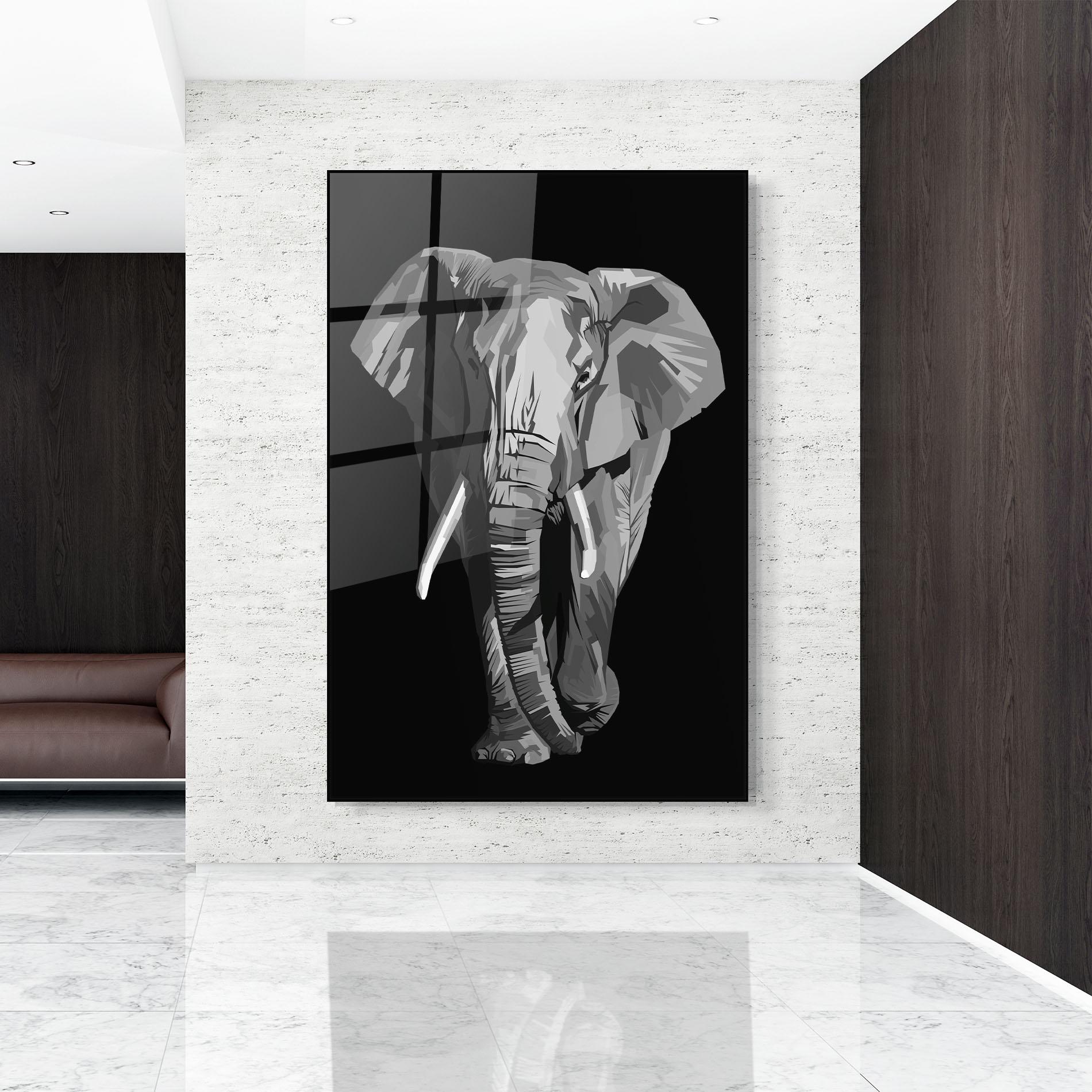 Tablou Sticla Beautiful Grey Elephant mockup 9