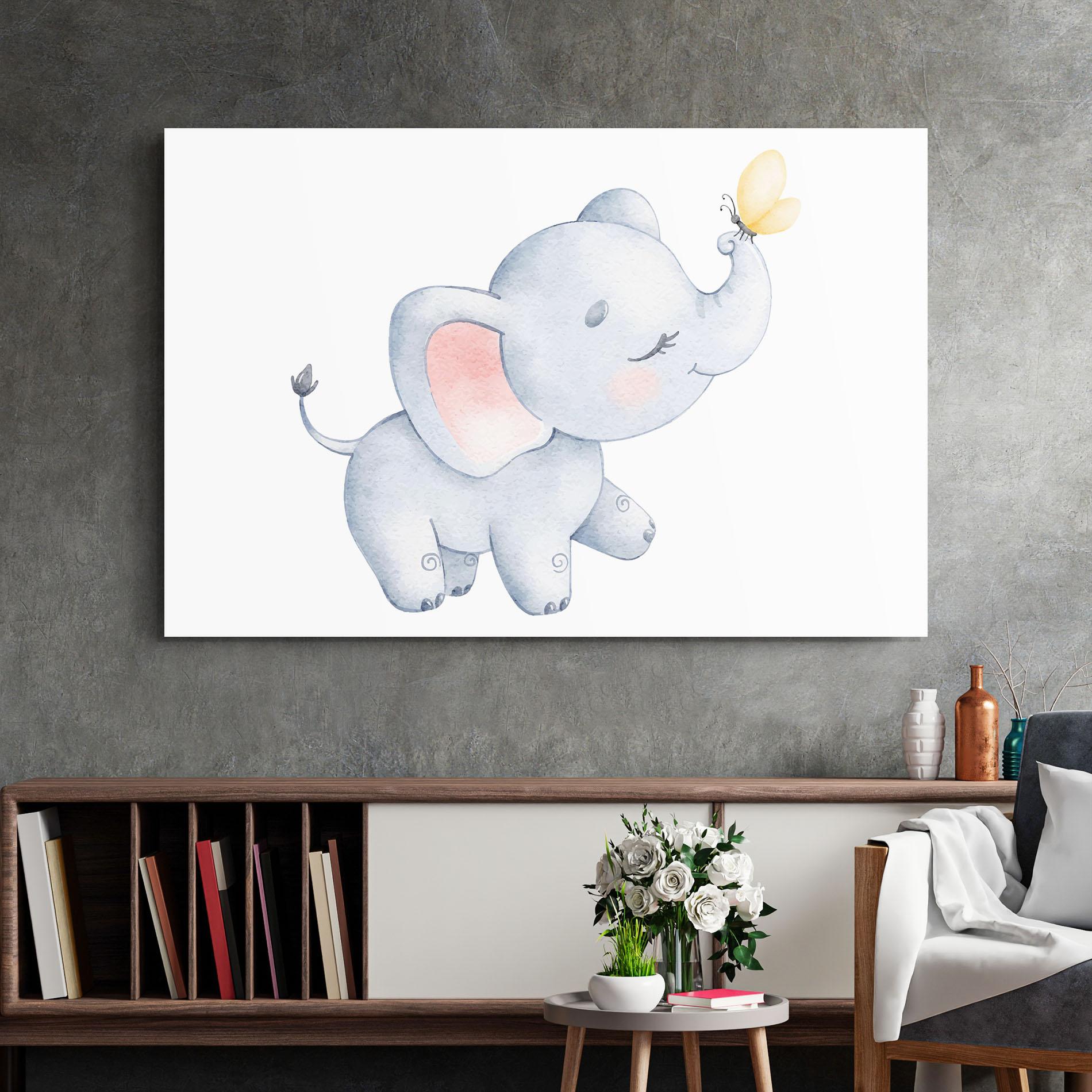 Tablou Sticla Elephant Butterfly mockup 2