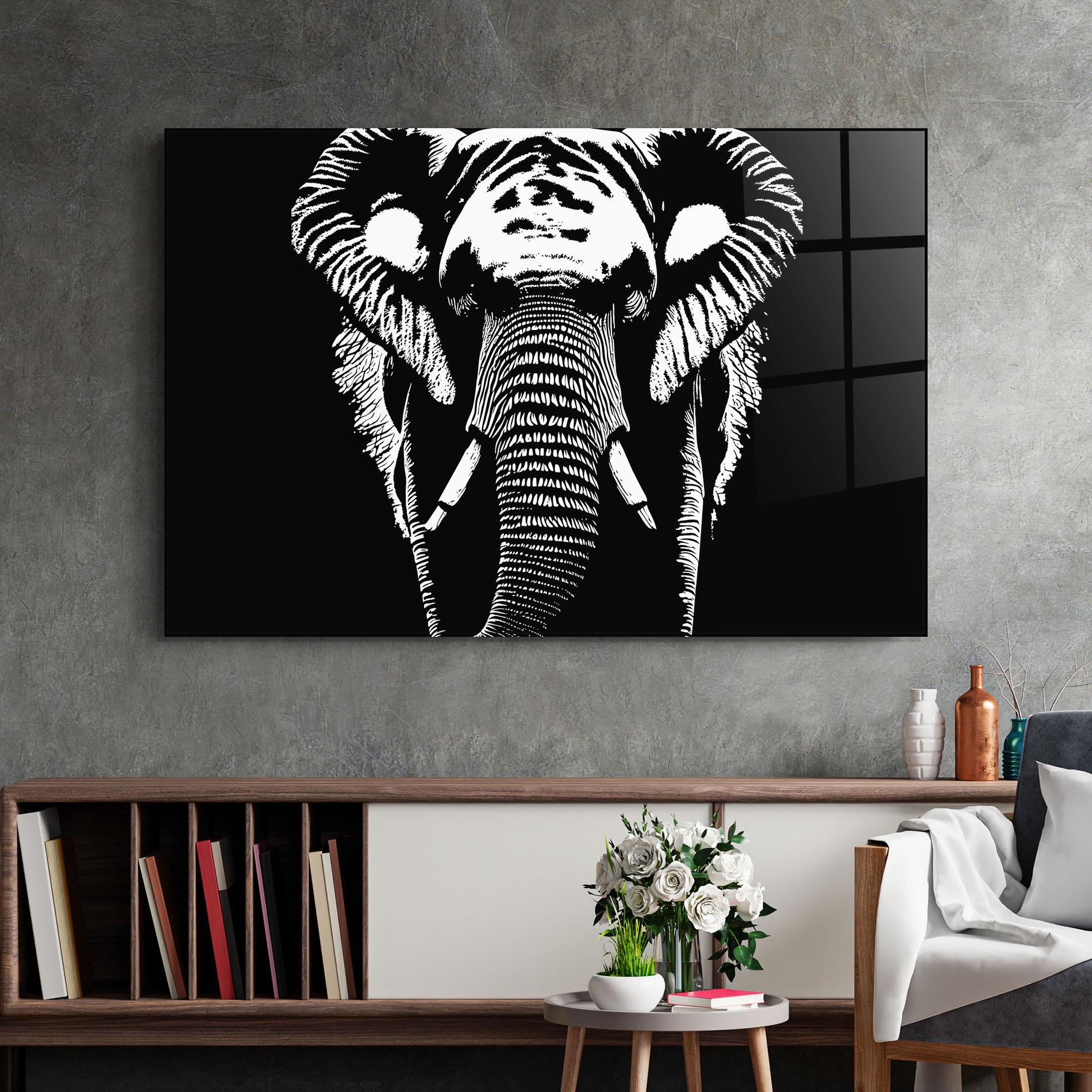 Tablou Sticla Elephant Drawing mockup 2