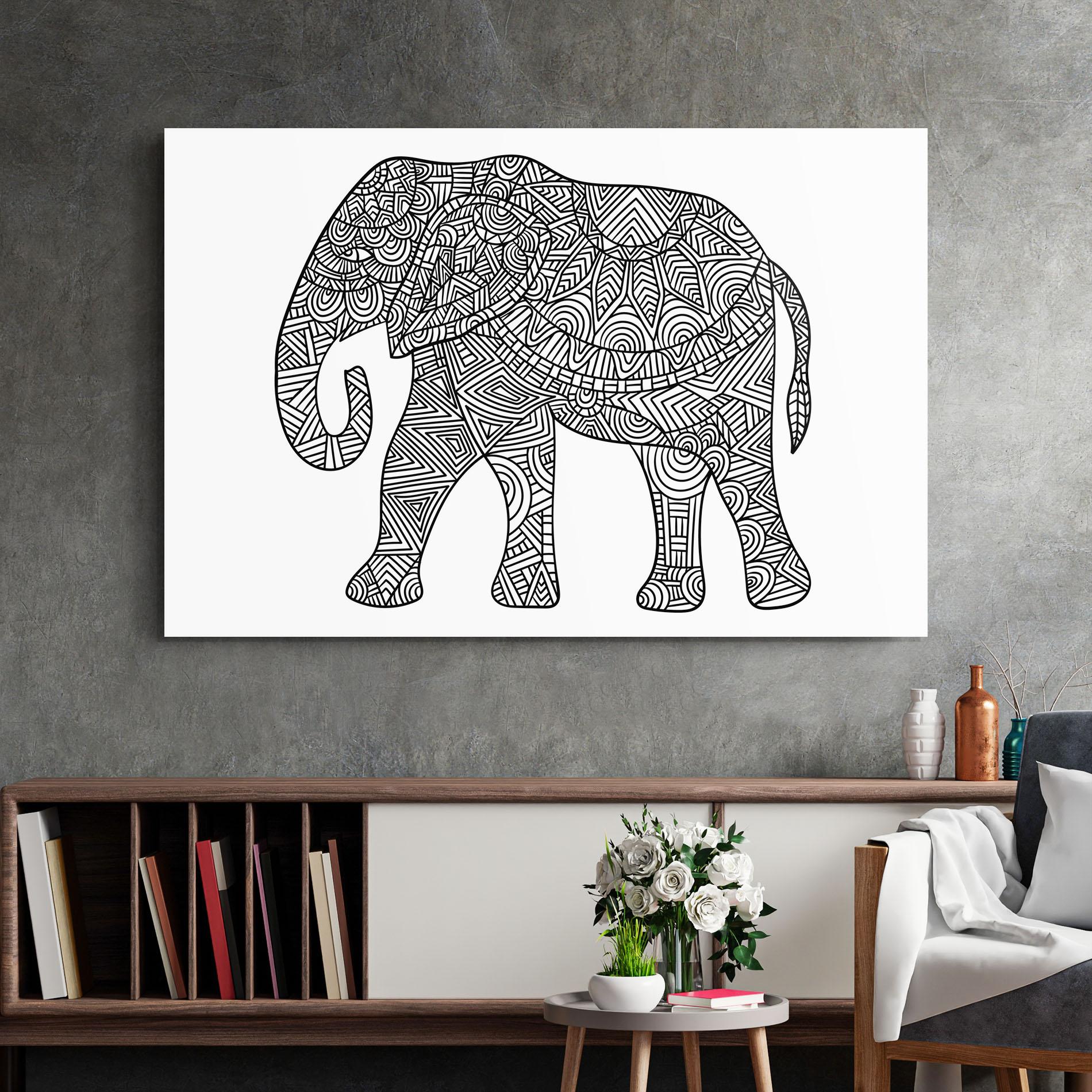 Tablou Sticla Elephant Mandala mockup 2