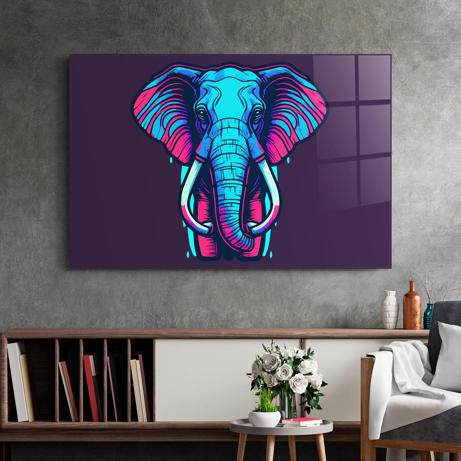 Tablou Sticla Pink Blue Elephant mockup 2
