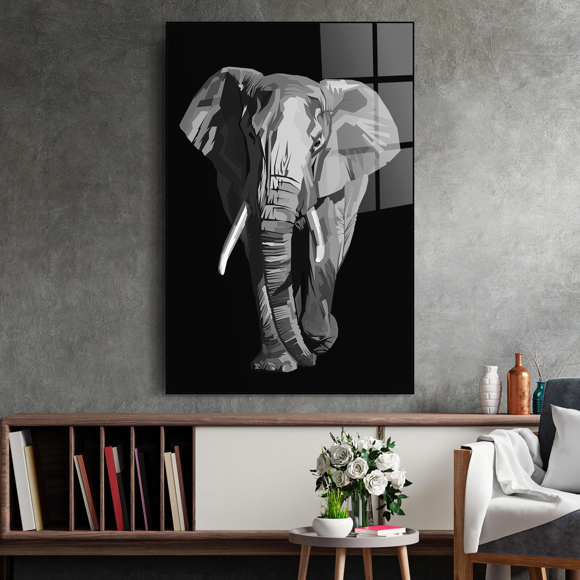 Tablou Sticla Beautiful Grey Elephant mockup 2