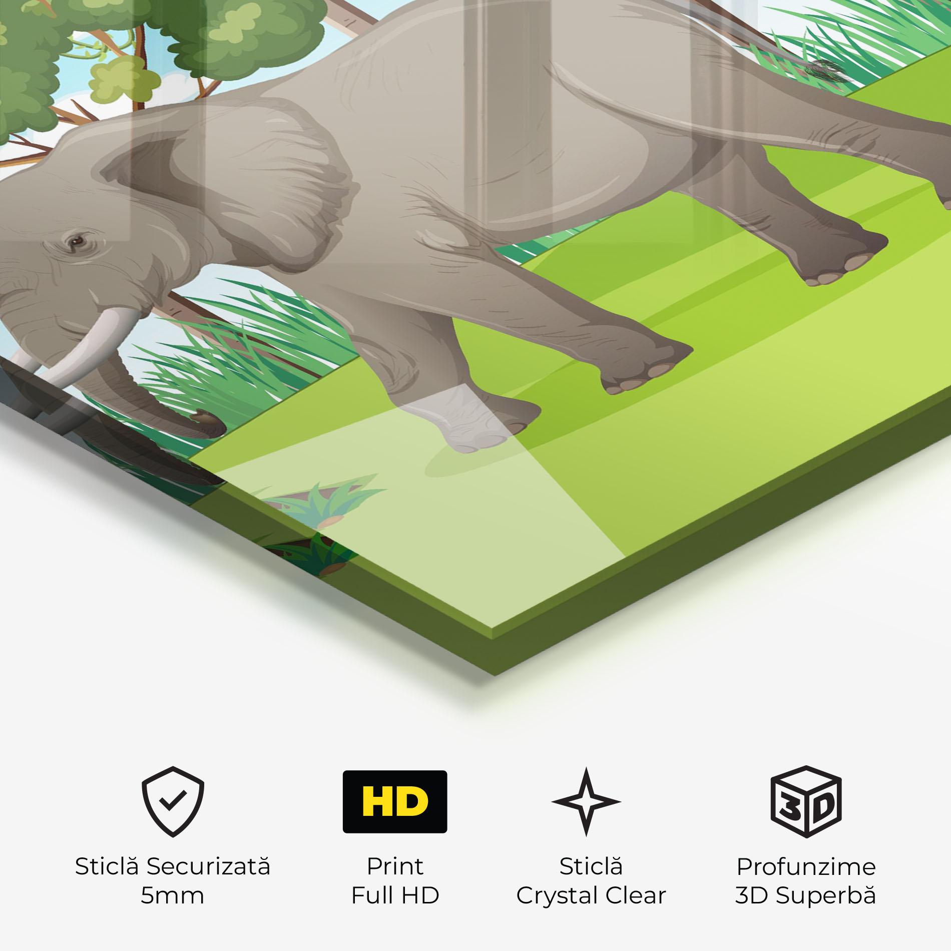 Tablou Sticla Animated Elephant mockup 3