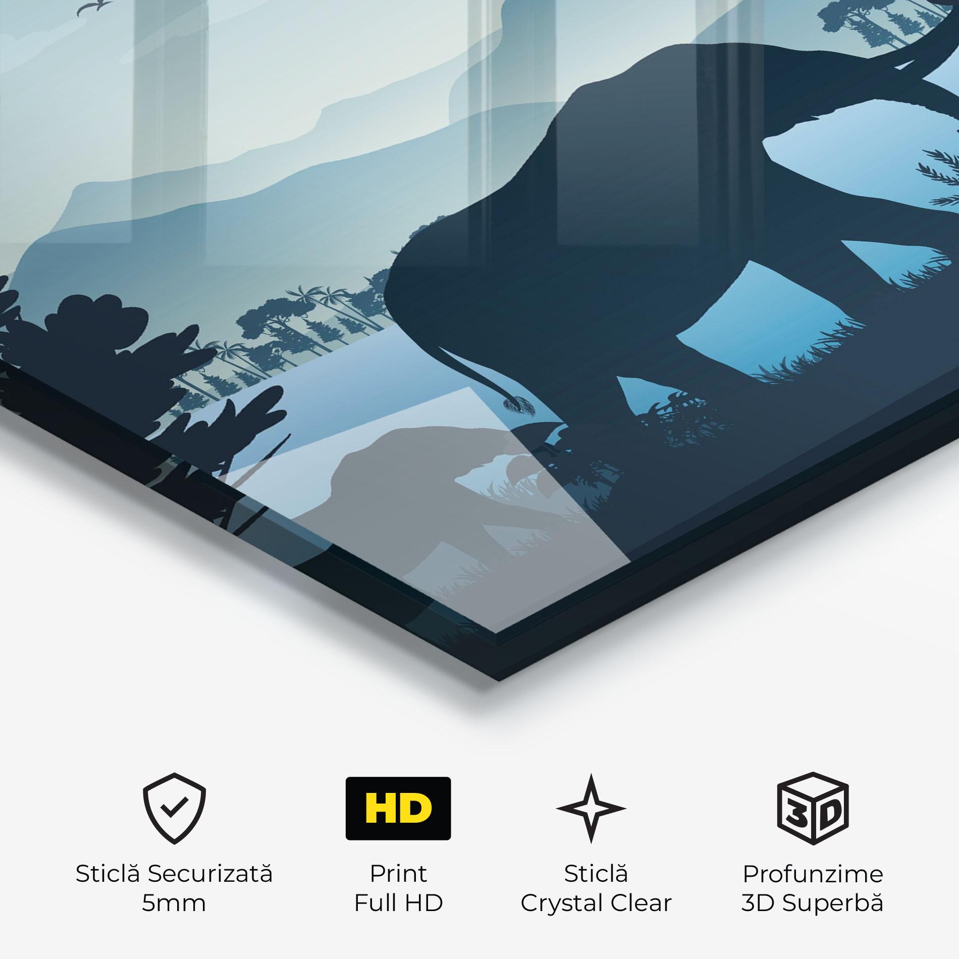 Tablou Sticla Blue Light Elephant mockup 3