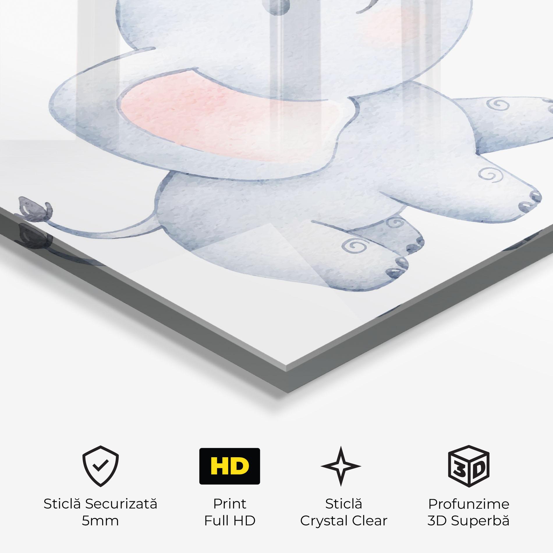 Tablou Sticla Elephant Butterfly mockup 3