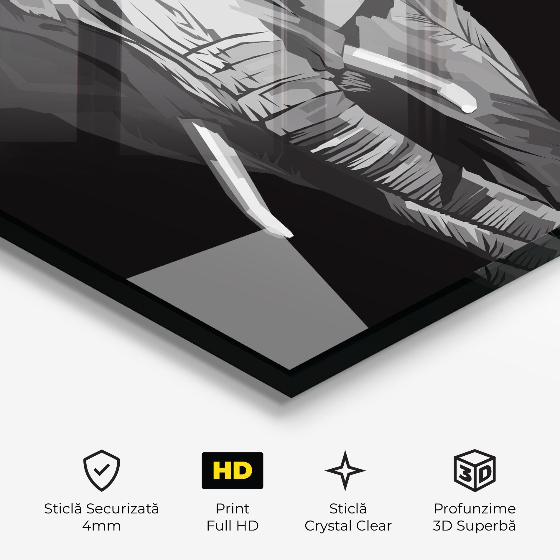Tablou Sticla Beautiful Grey Elephant mockup 3