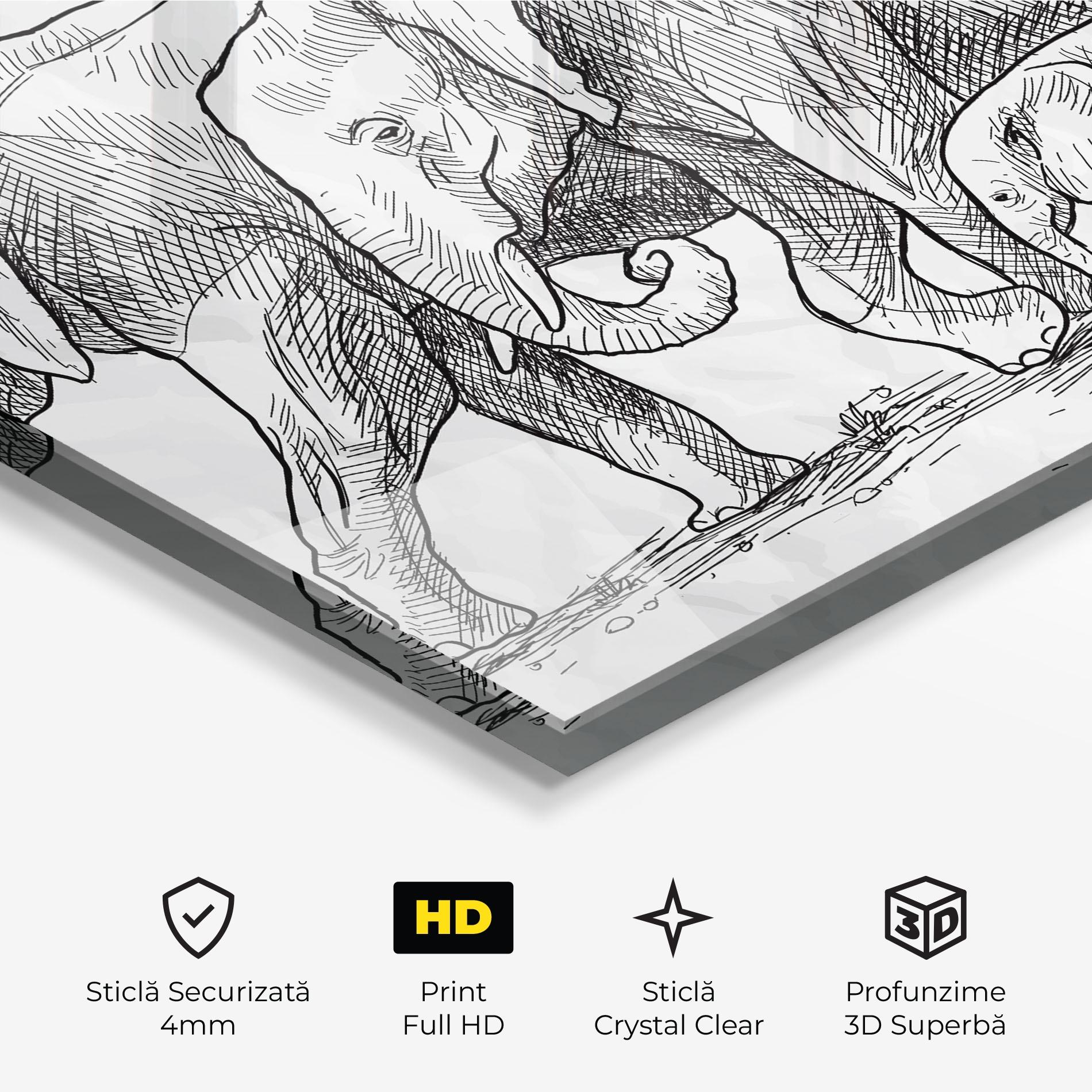 Tablou Sticla Elephant Family mockup 3