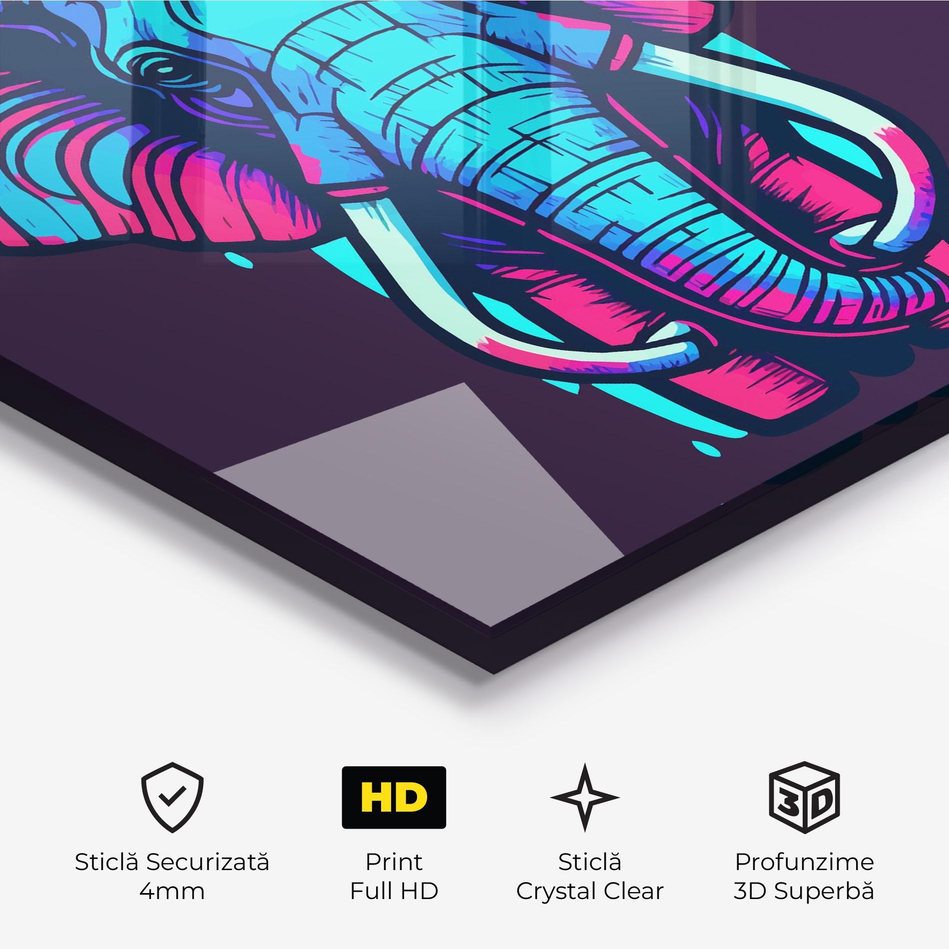 Tablou Sticla Pink Blue Elephant mockup 3