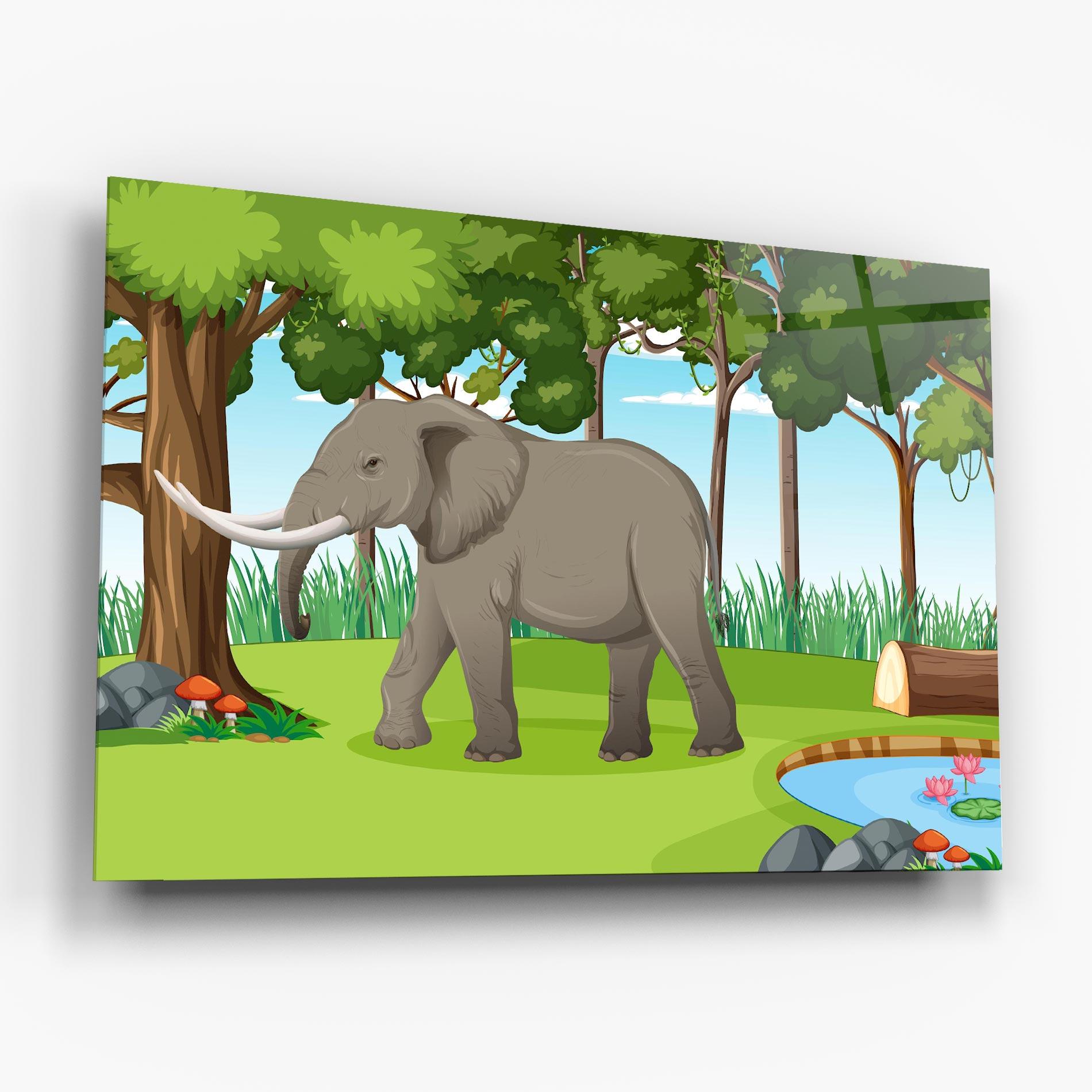 Tablou Sticla Animated Elephant mockup 6