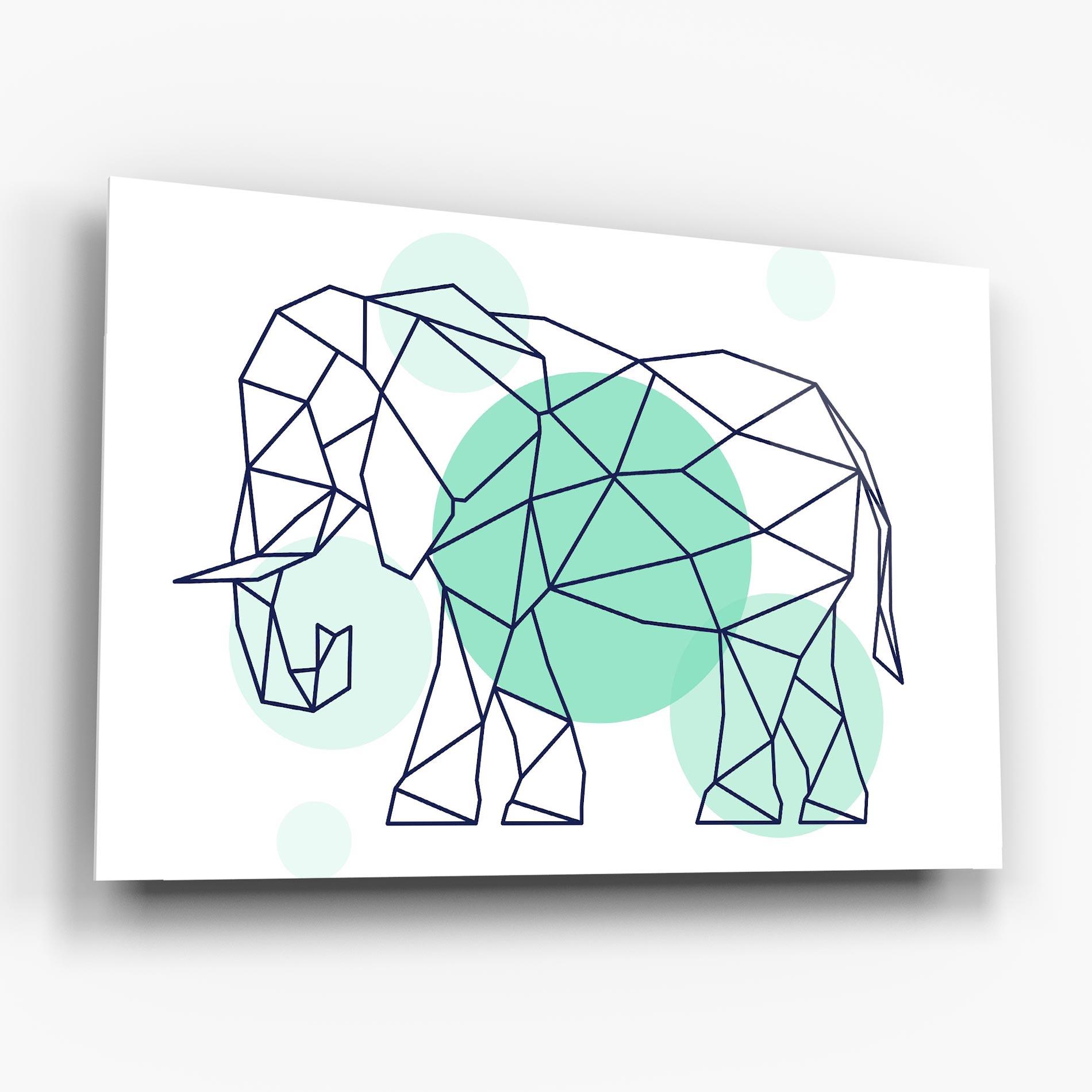 Tablou Sticla Elephant Geometric mockup 6