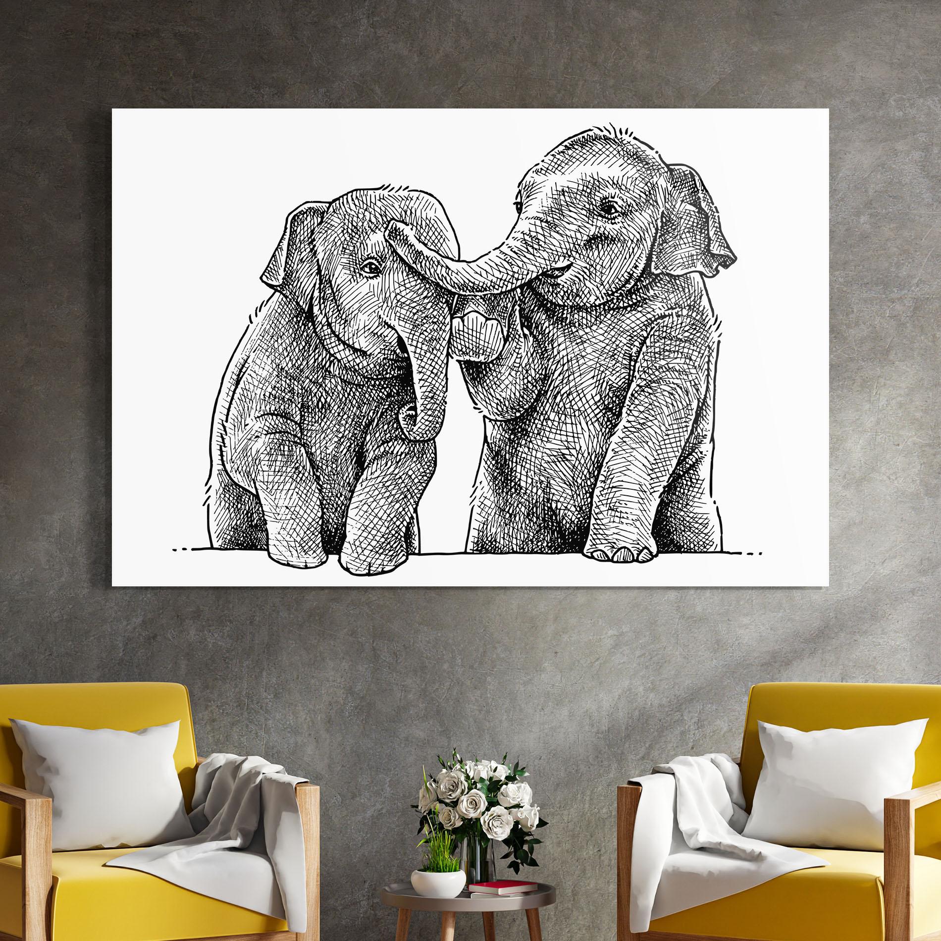 Tablou Sticla Baby Elephants mockup 4