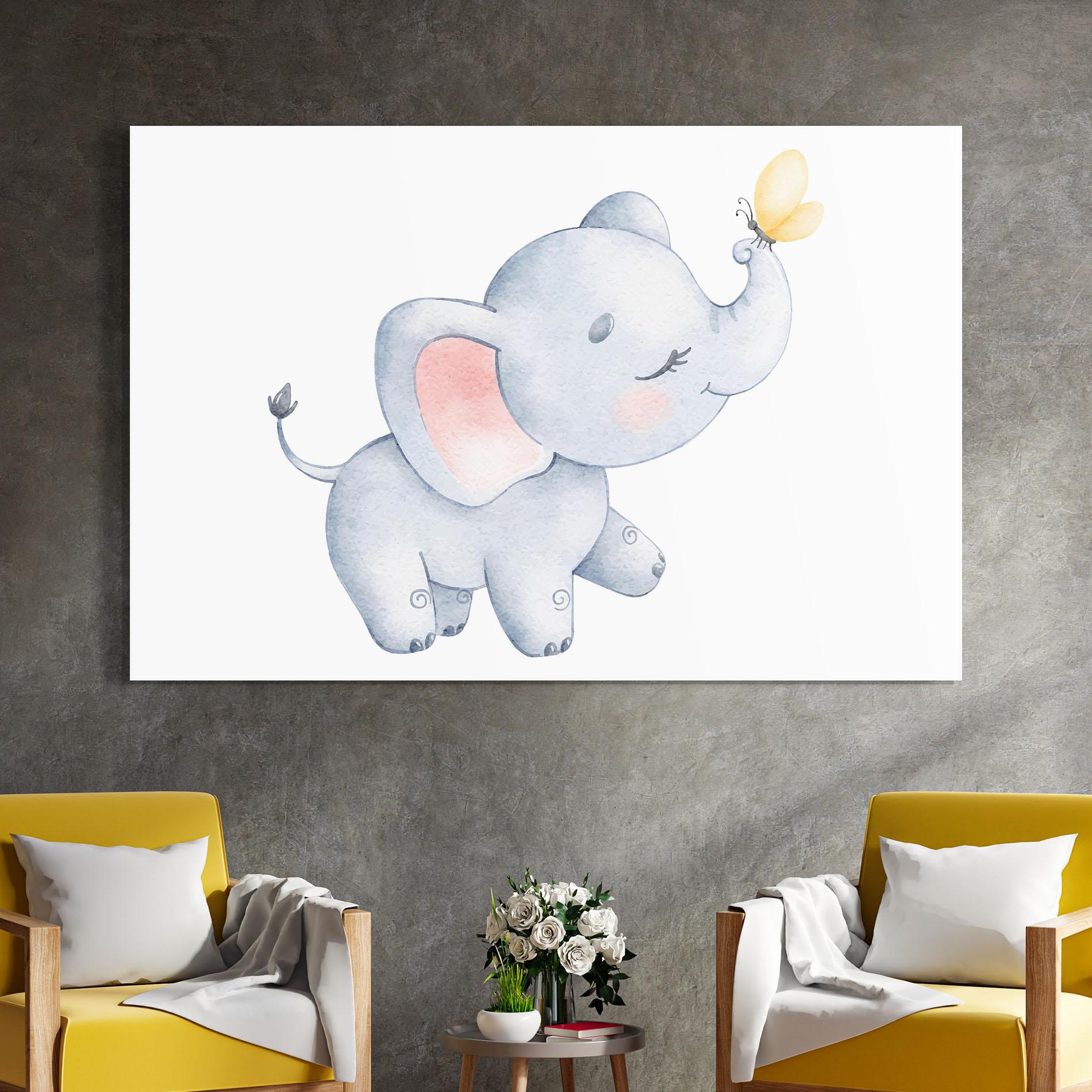 Tablou Sticla Elephant Butterfly mockup 4