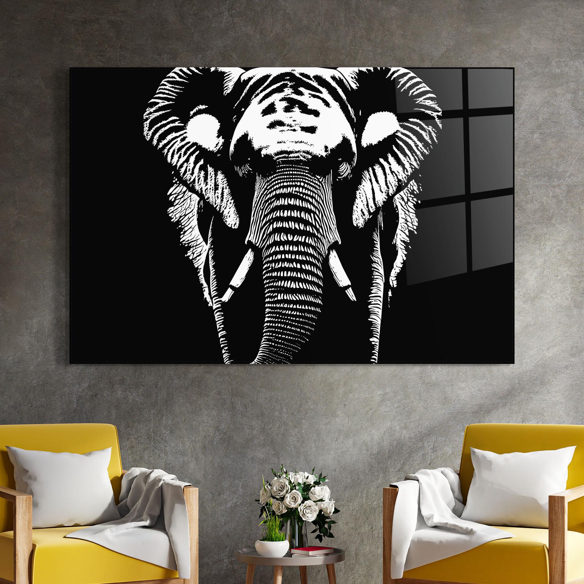 Tablou Sticla Elephant Drawing mockup 4