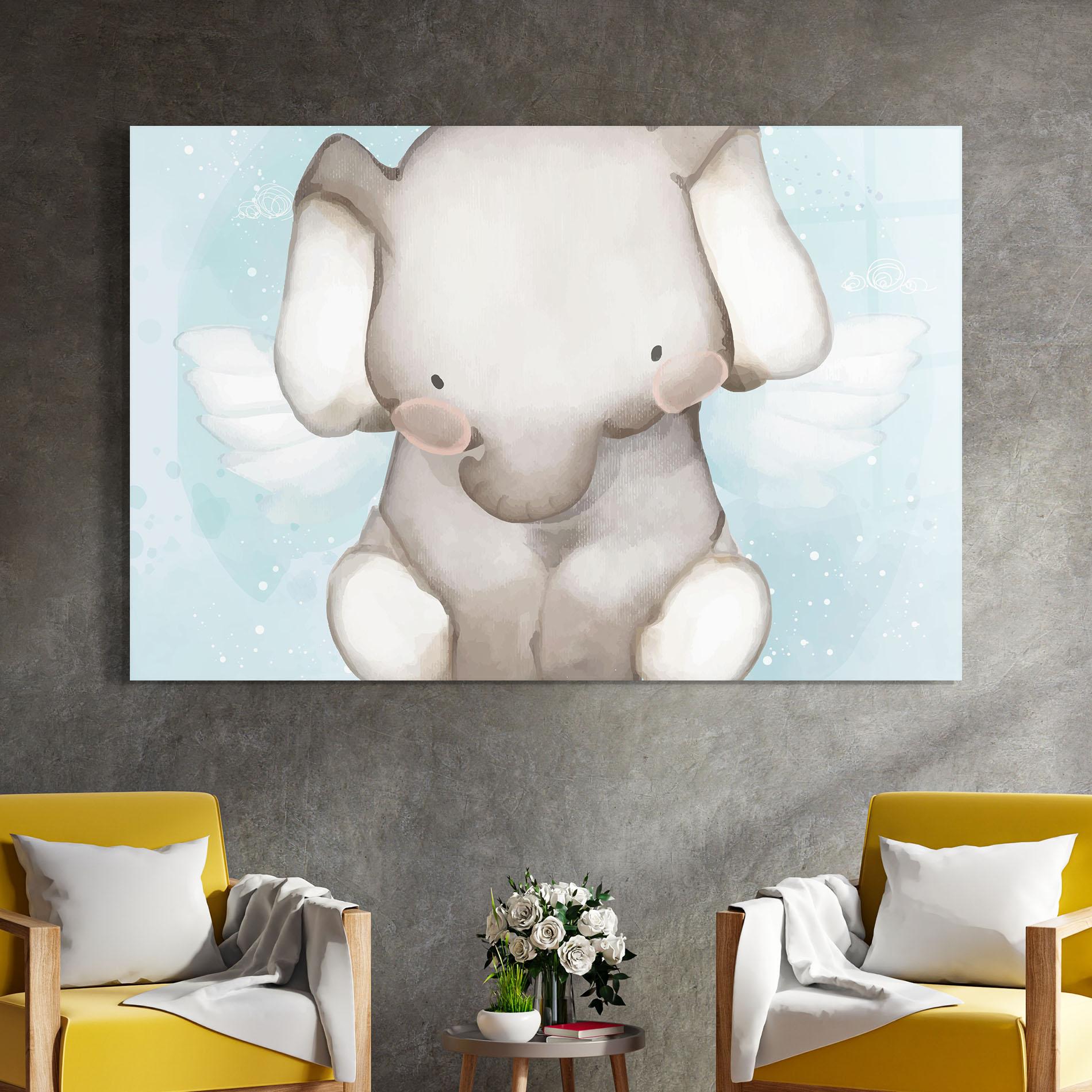Tablou Sticla Elephant On Blue mockup 4