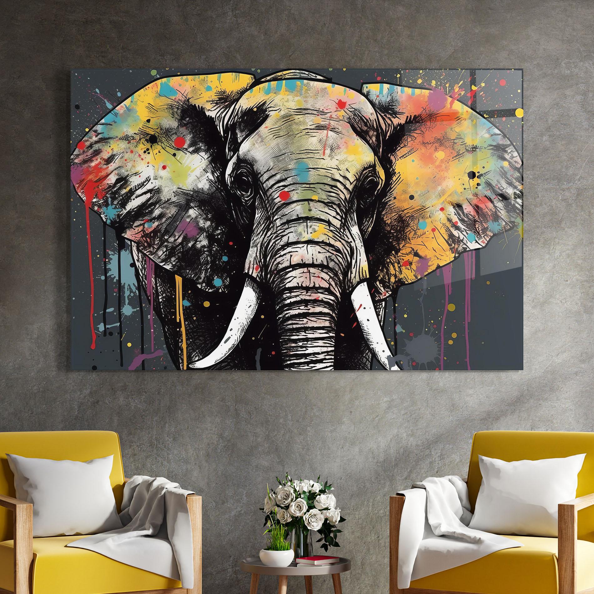 Tablou Sticla Elephant Portrait Art mockup 4
