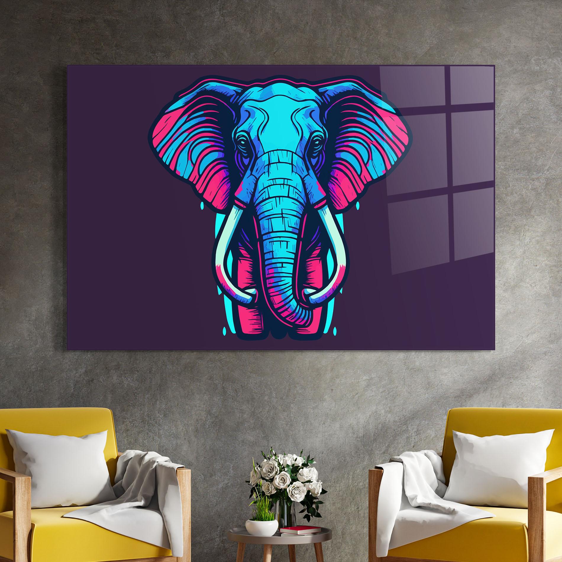 Tablou Sticla Pink Blue Elephant mockup 4