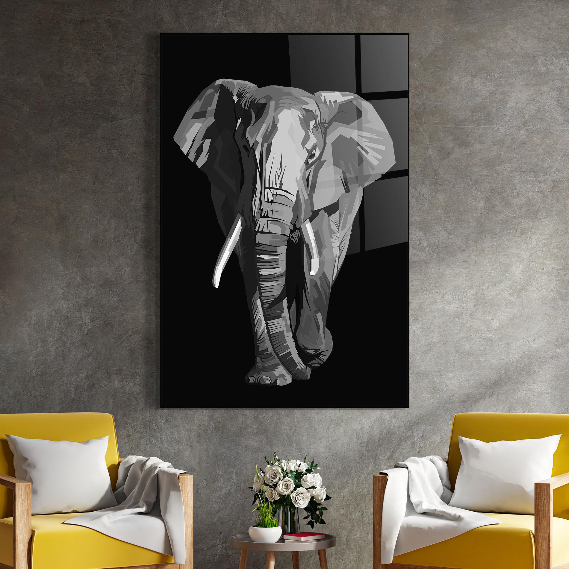 Tablou Sticla Beautiful Grey Elephant mockup 4