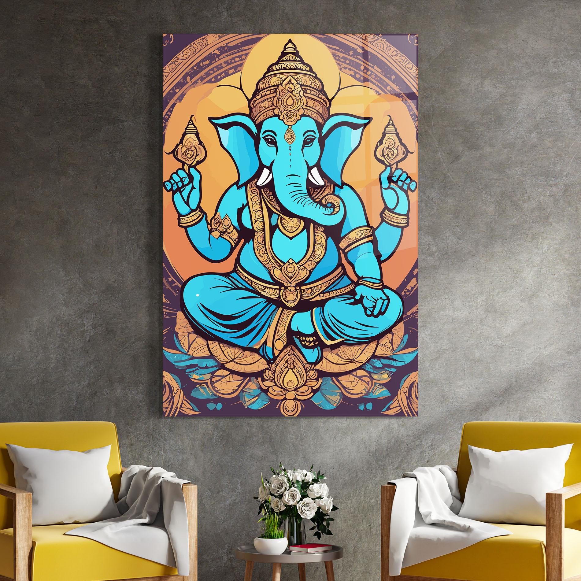 Tablou Sticla Blue Elephant mockup 4