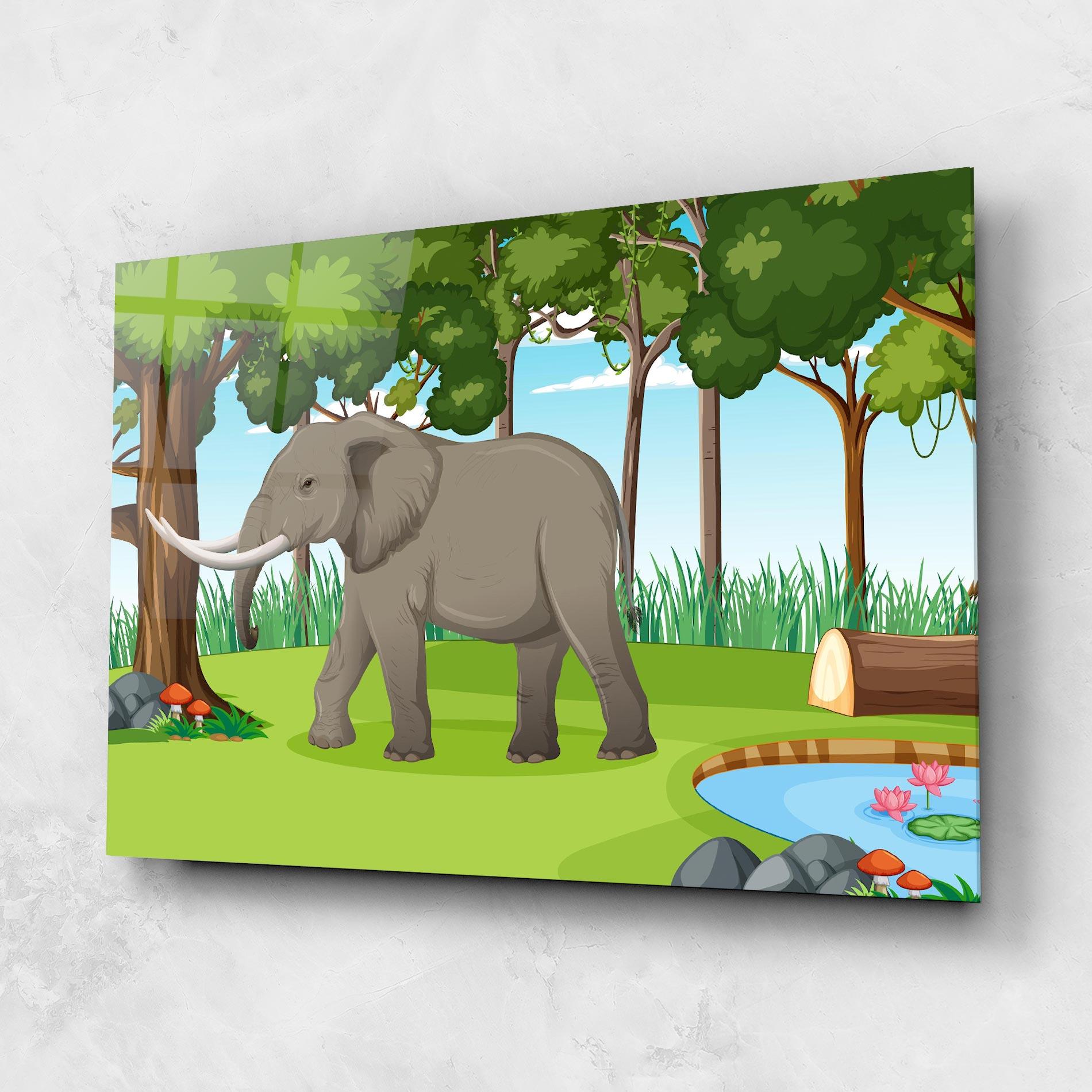 Tablou Sticla Animated Elephant mockup 1