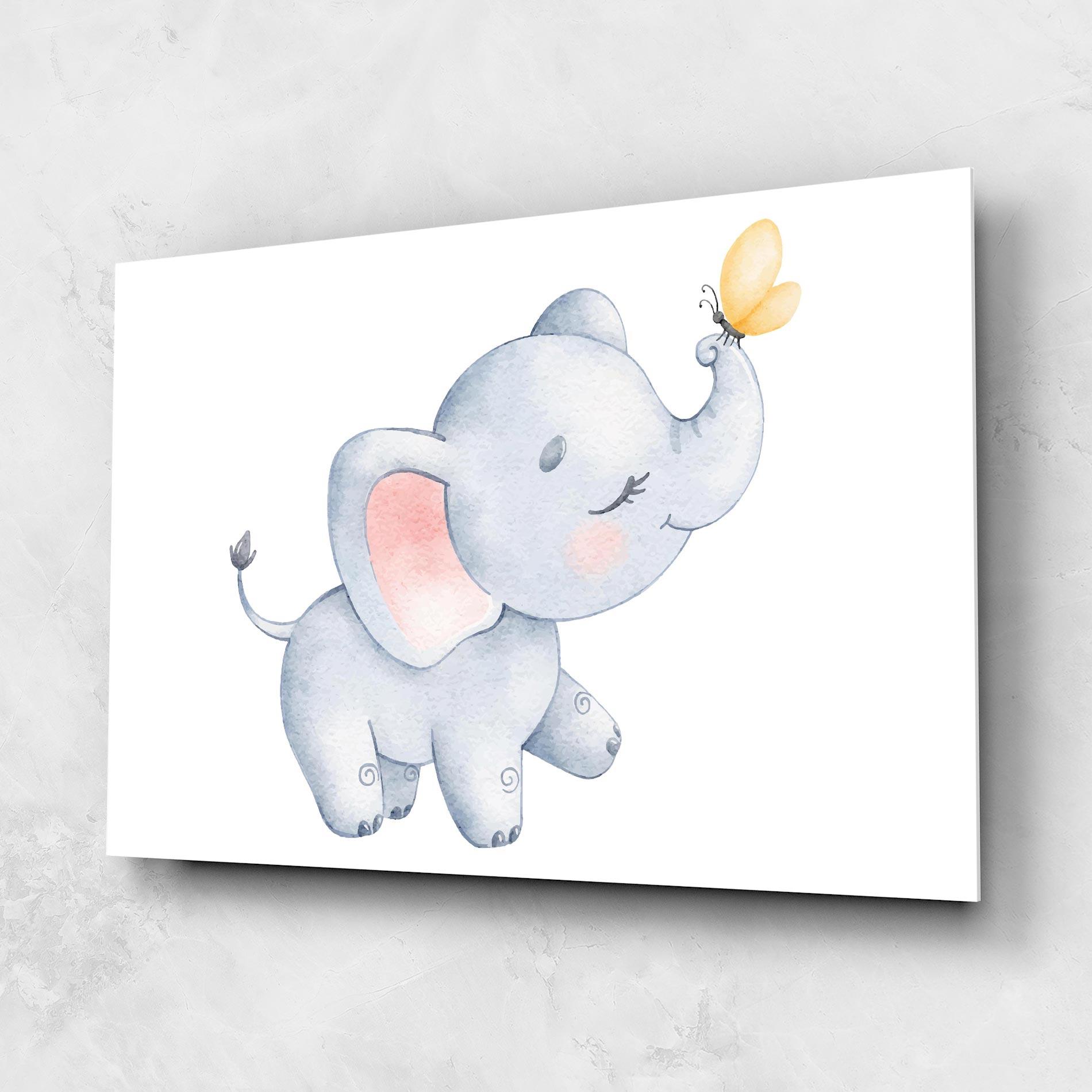 Tablou Sticla Elephant Butterfly mockup 1