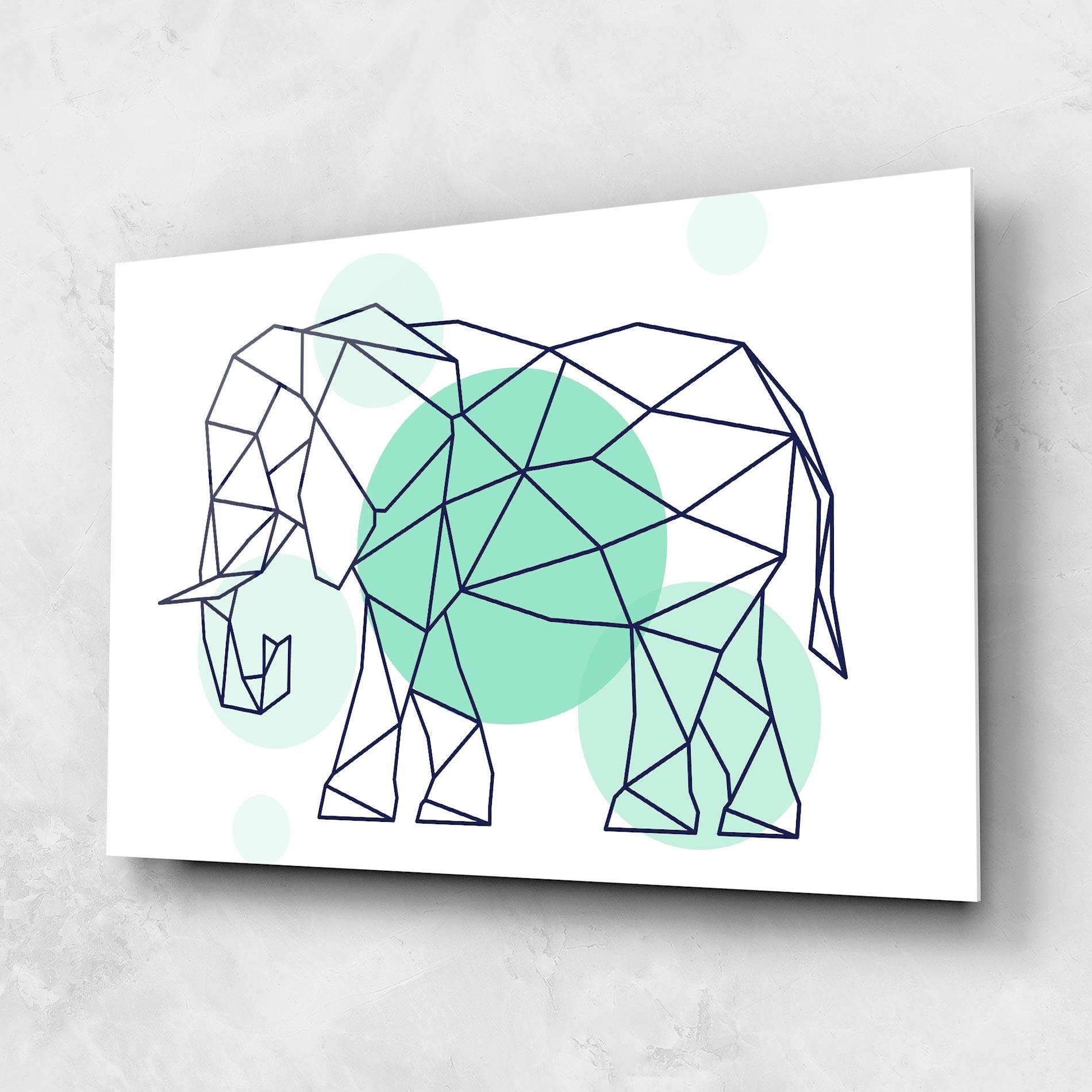 Tablou Sticla Elephant Geometric mockup 1