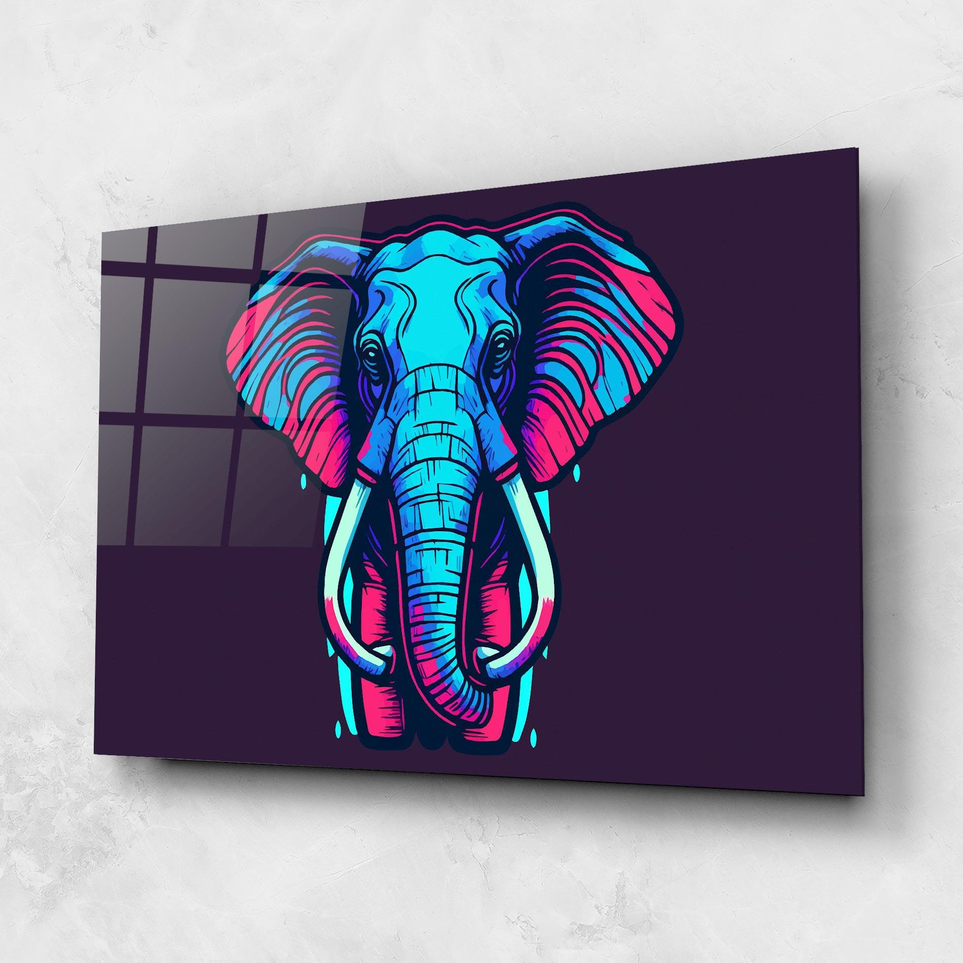 Tablou Sticla Pink Blue Elephant mockup 1