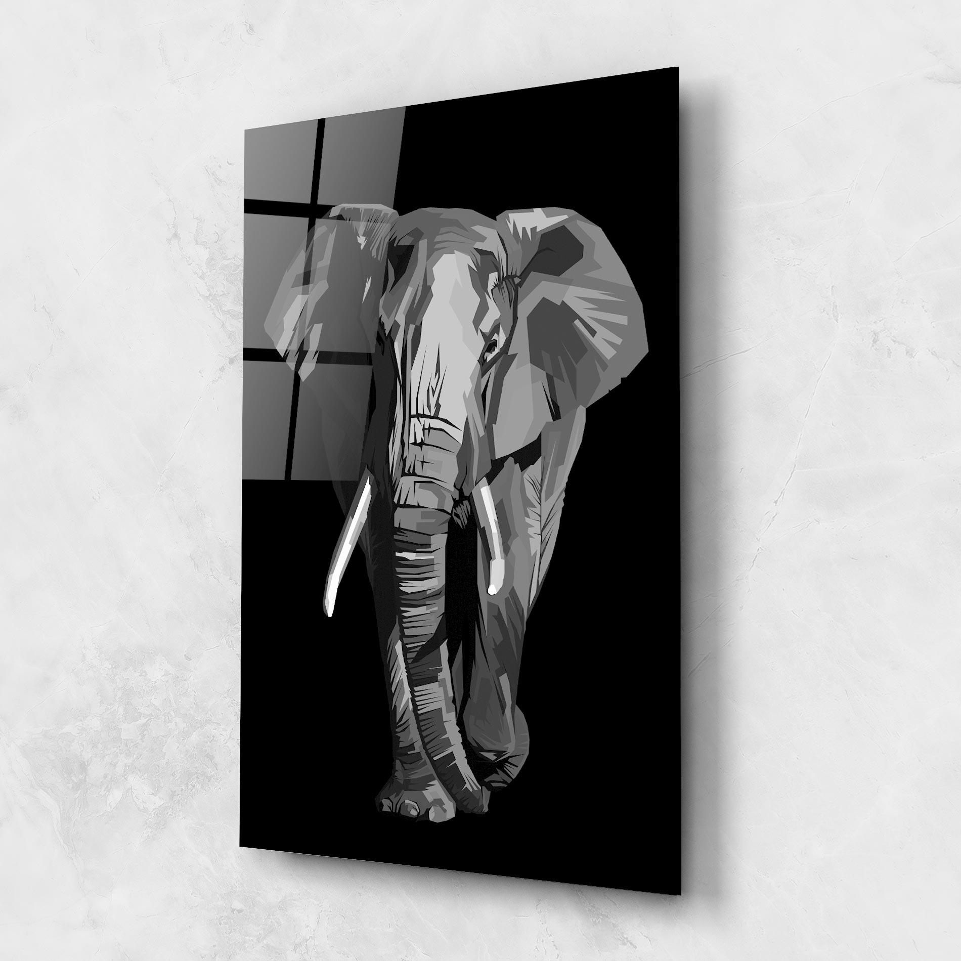 Tablou Sticla Beautiful Grey Elephant mockup 1