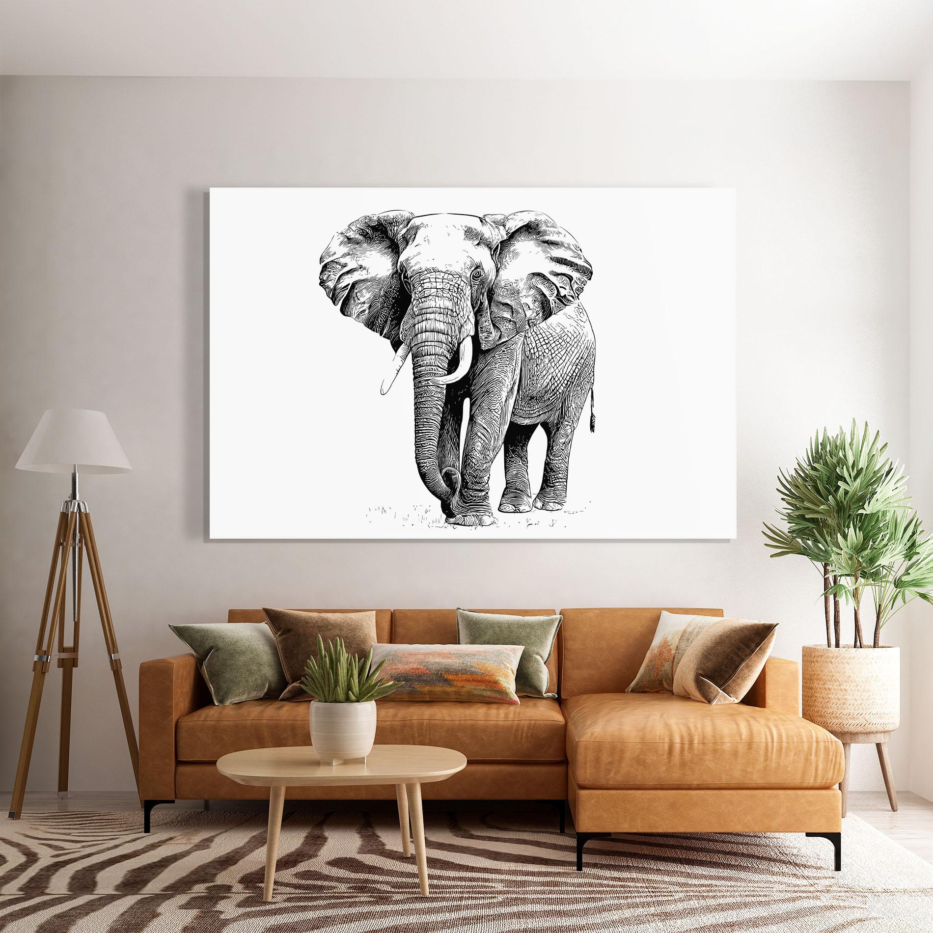 Tablou Sticla Black Lines Elephant mockup 7