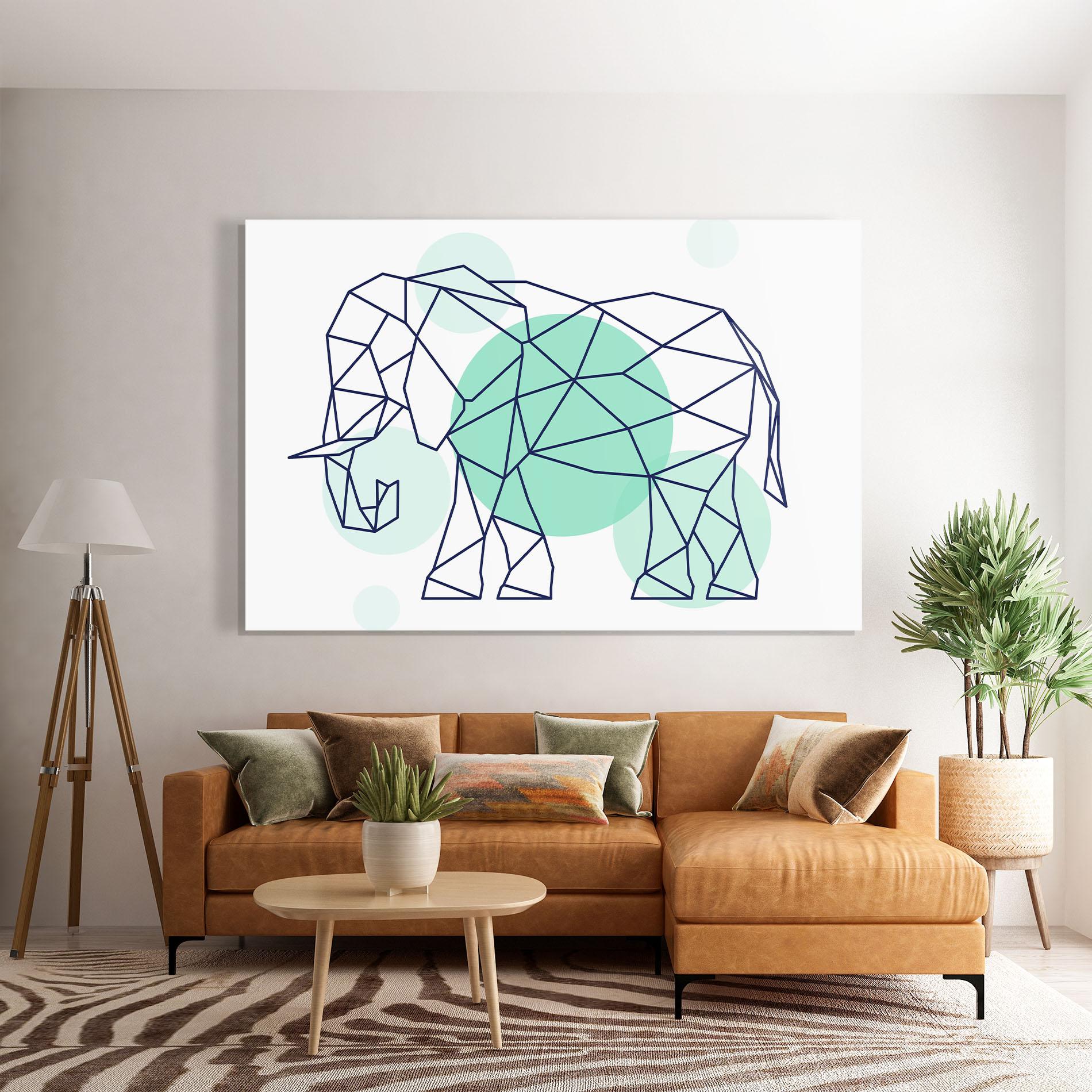 Tablou Sticla Elephant Geometric mockup 7