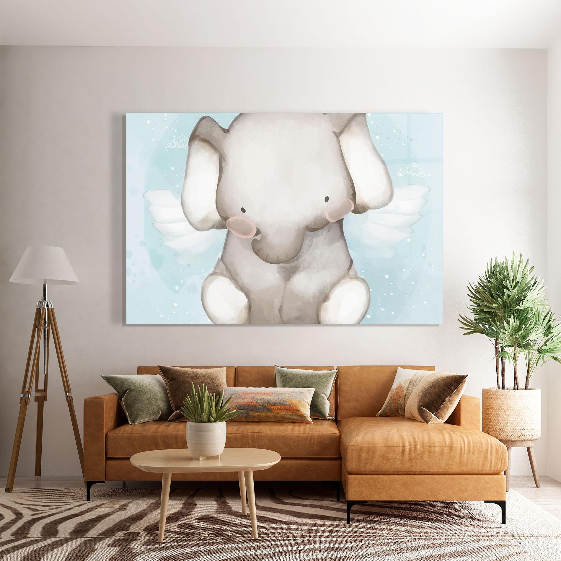 Tablou Sticla Elephant On Blue mockup 7