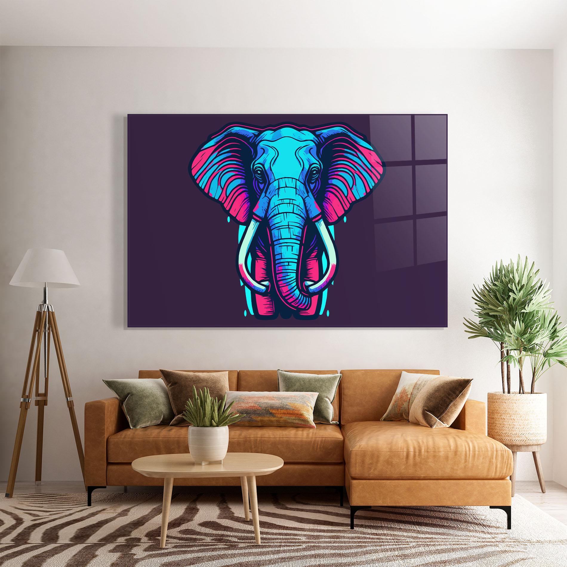 Tablou Sticla Pink Blue Elephant mockup 7