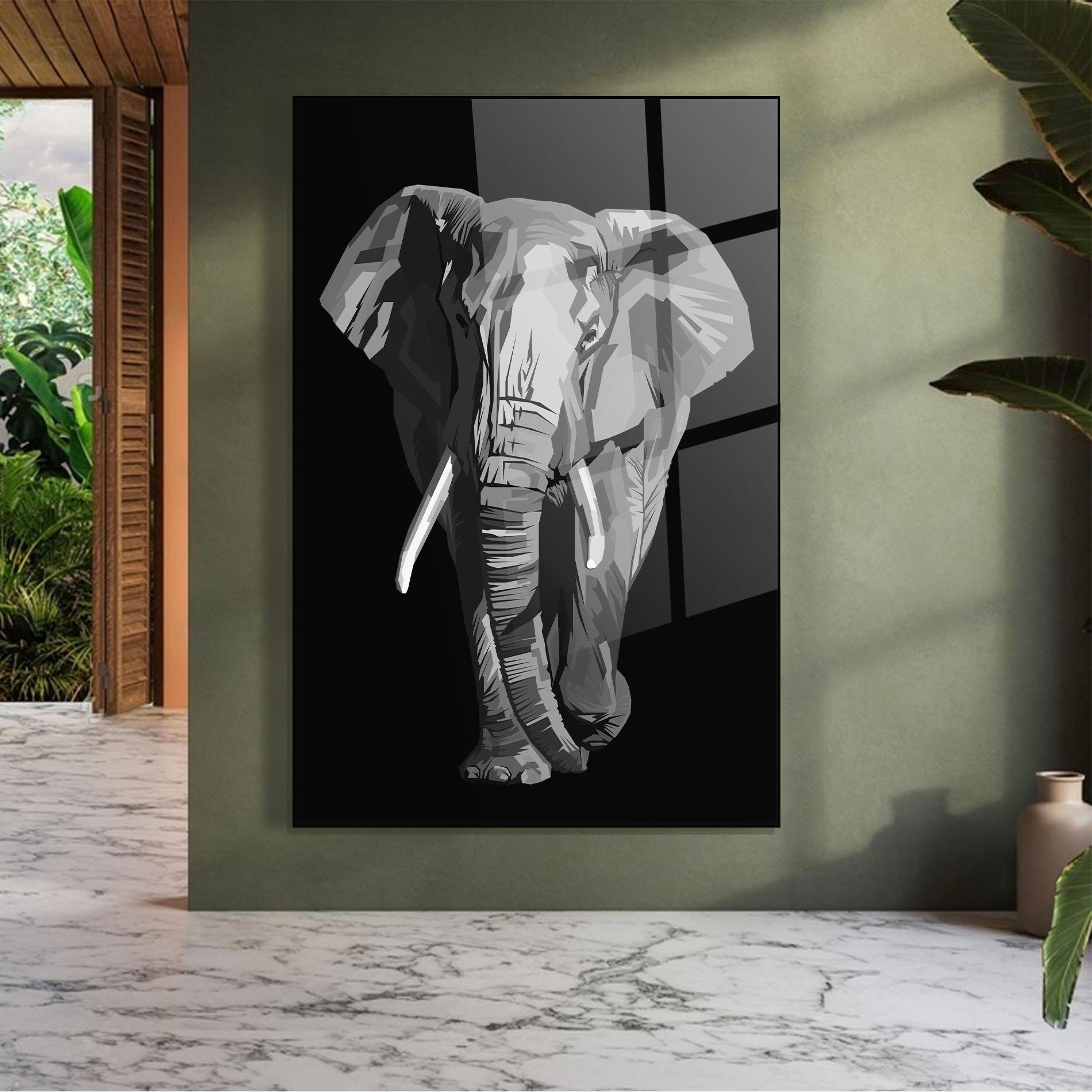 Tablou Sticla Beautiful Grey Elephant mockup 7