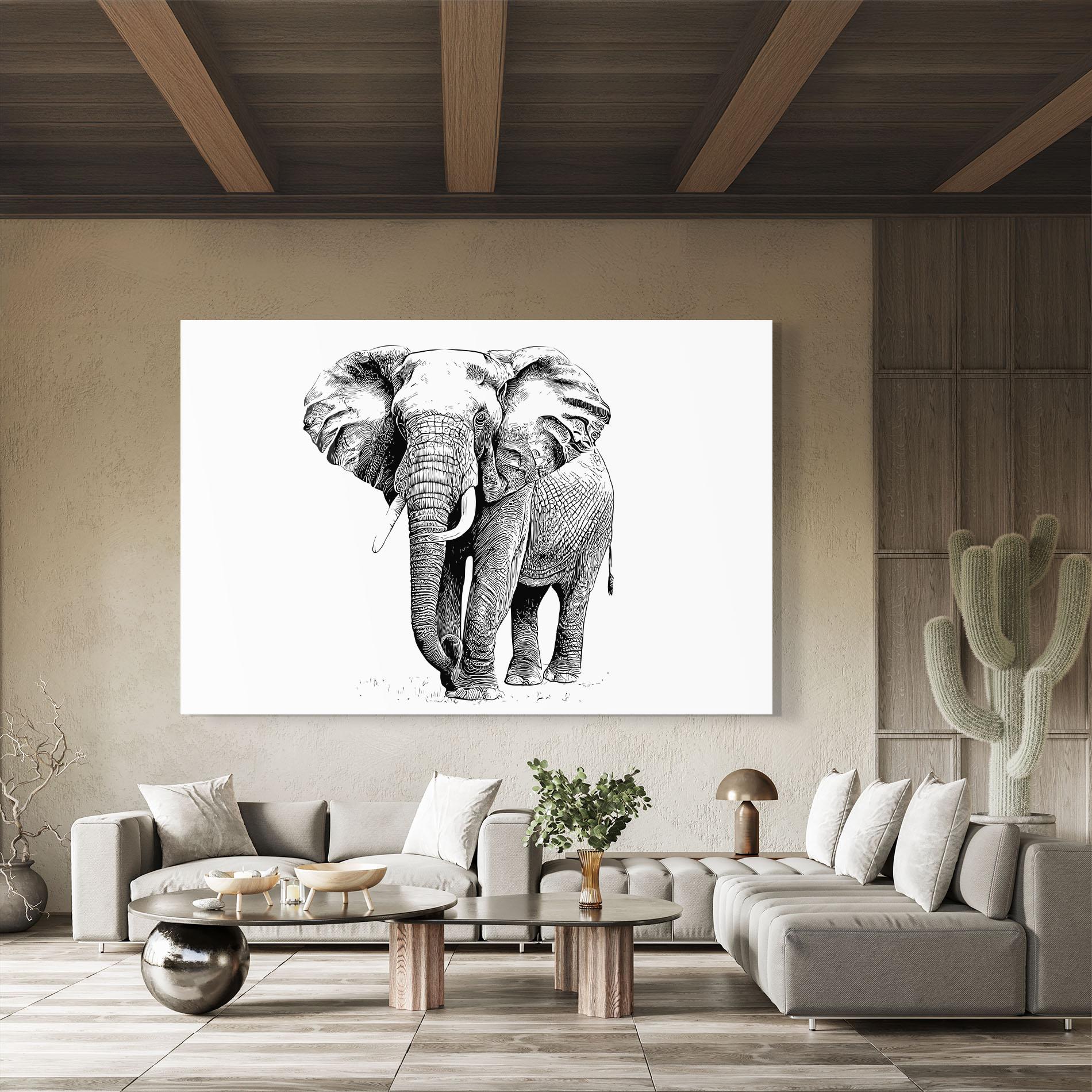 Tablou Sticla Black Lines Elephant mockup 8