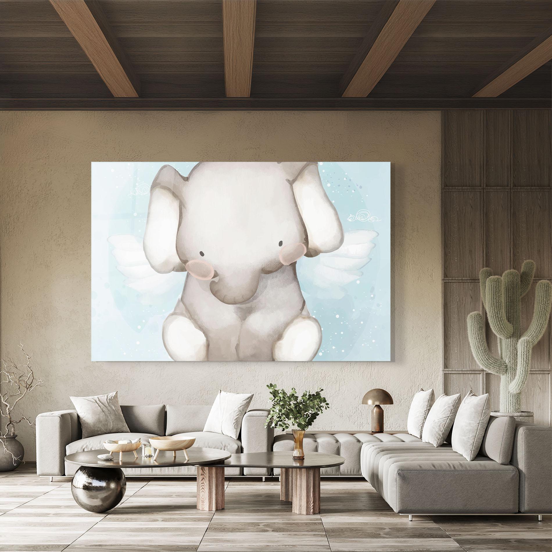 Tablou Sticla Elephant On Blue mockup 8