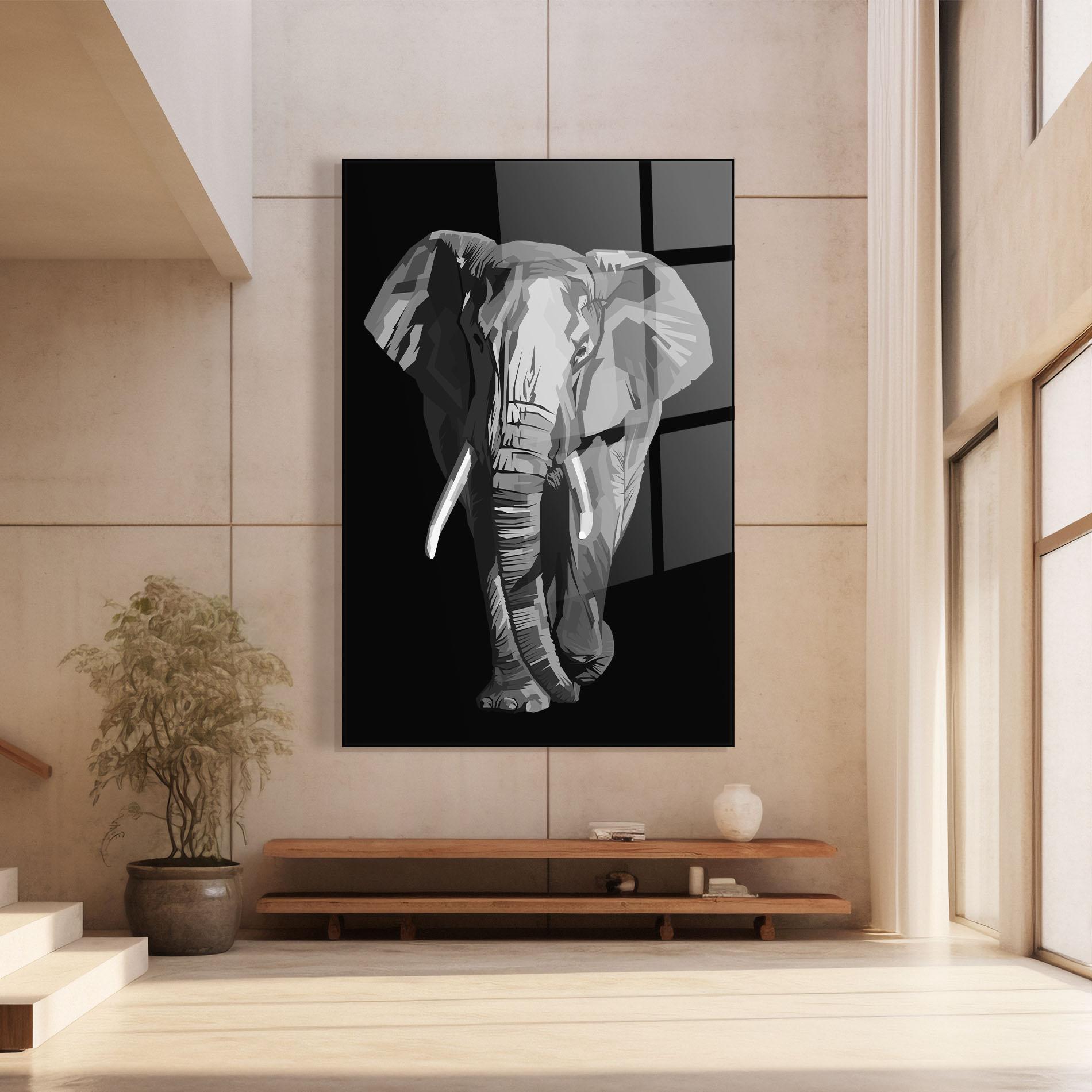 Tablou Sticla Beautiful Grey Elephant mockup 8